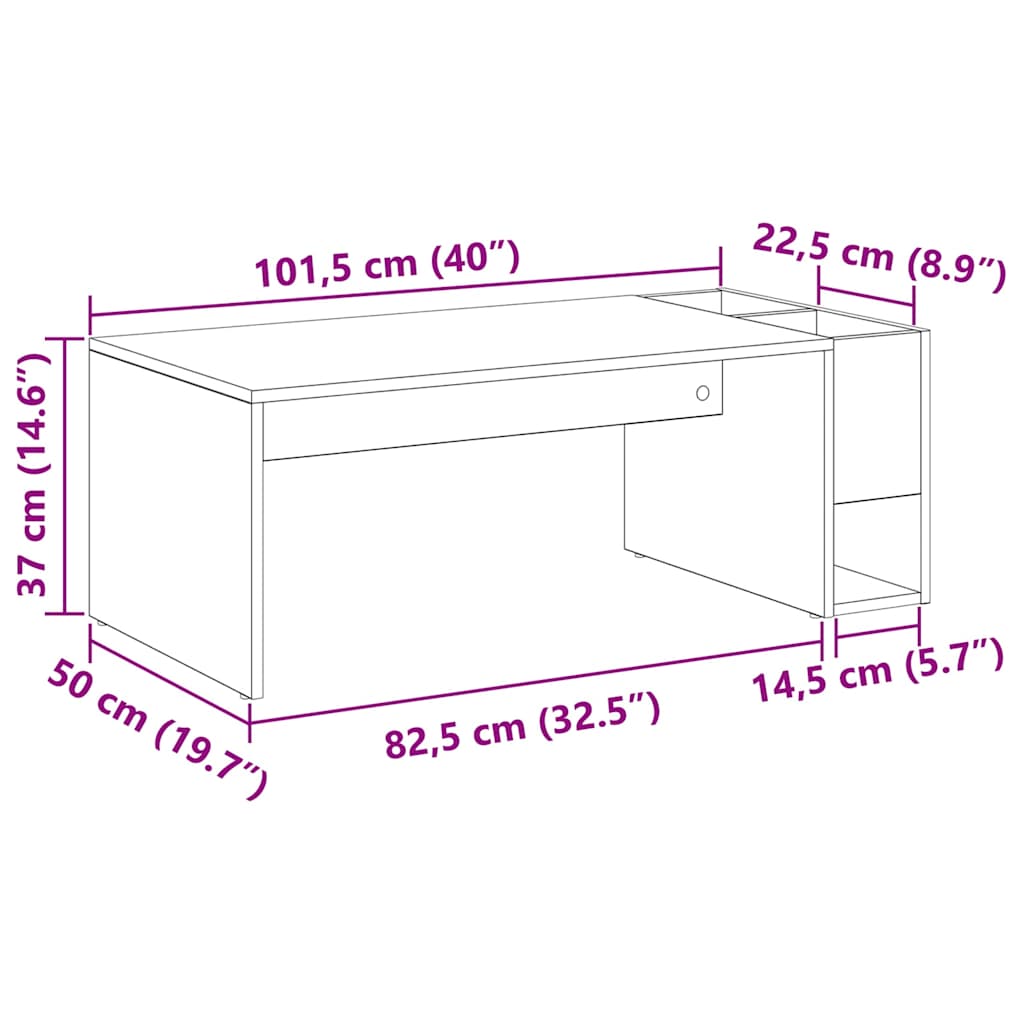 Coffee Table Sonoma Oak 101.5 x 50 x 37 cm Engineered Wood