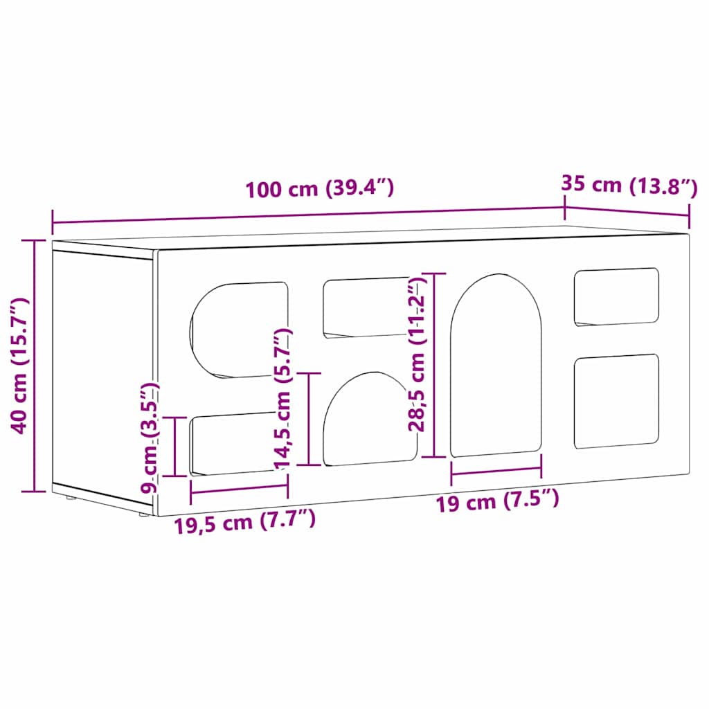 TV Cabinet ELST 100 x 35 x 40 cm Concrete Grey Engineered Wood