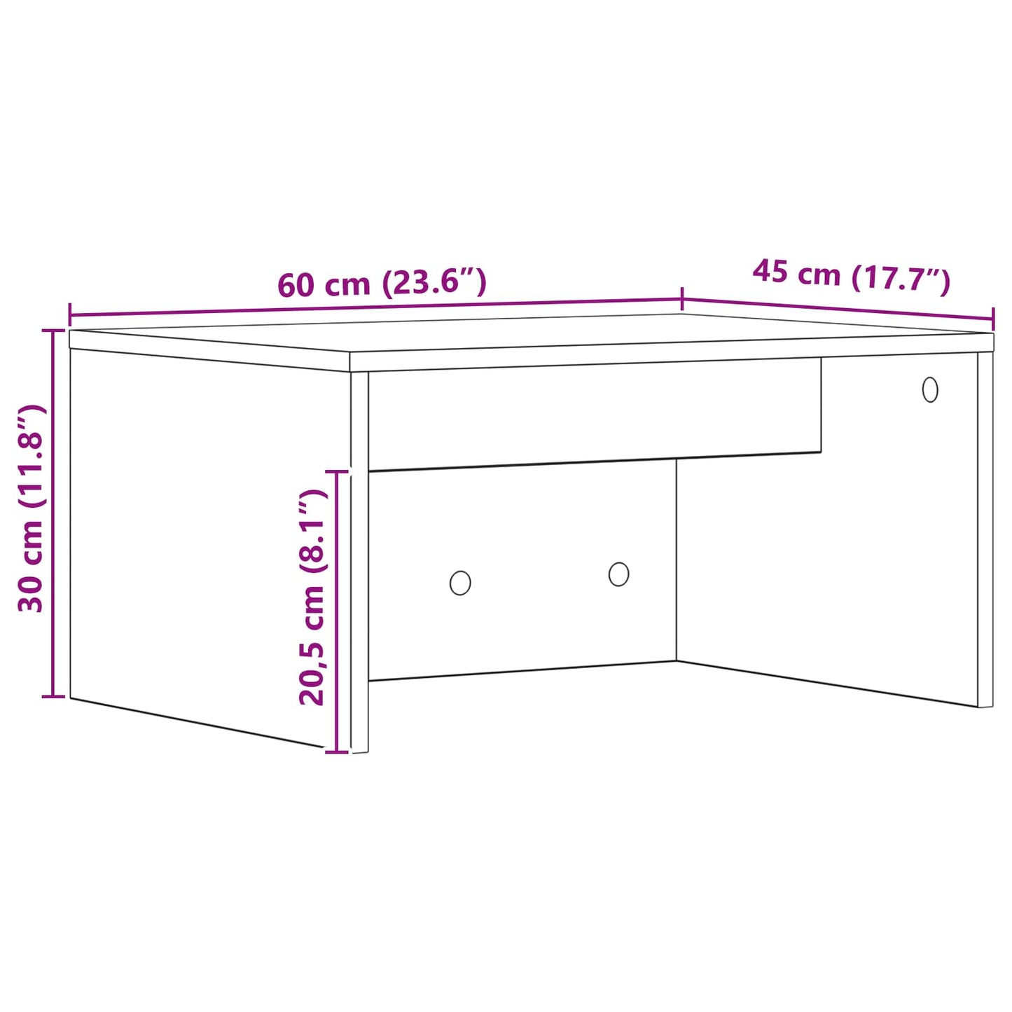 Wall-Mounted Desk Grey Sonoma Engineered Wood 60 x 45 x 30 cm