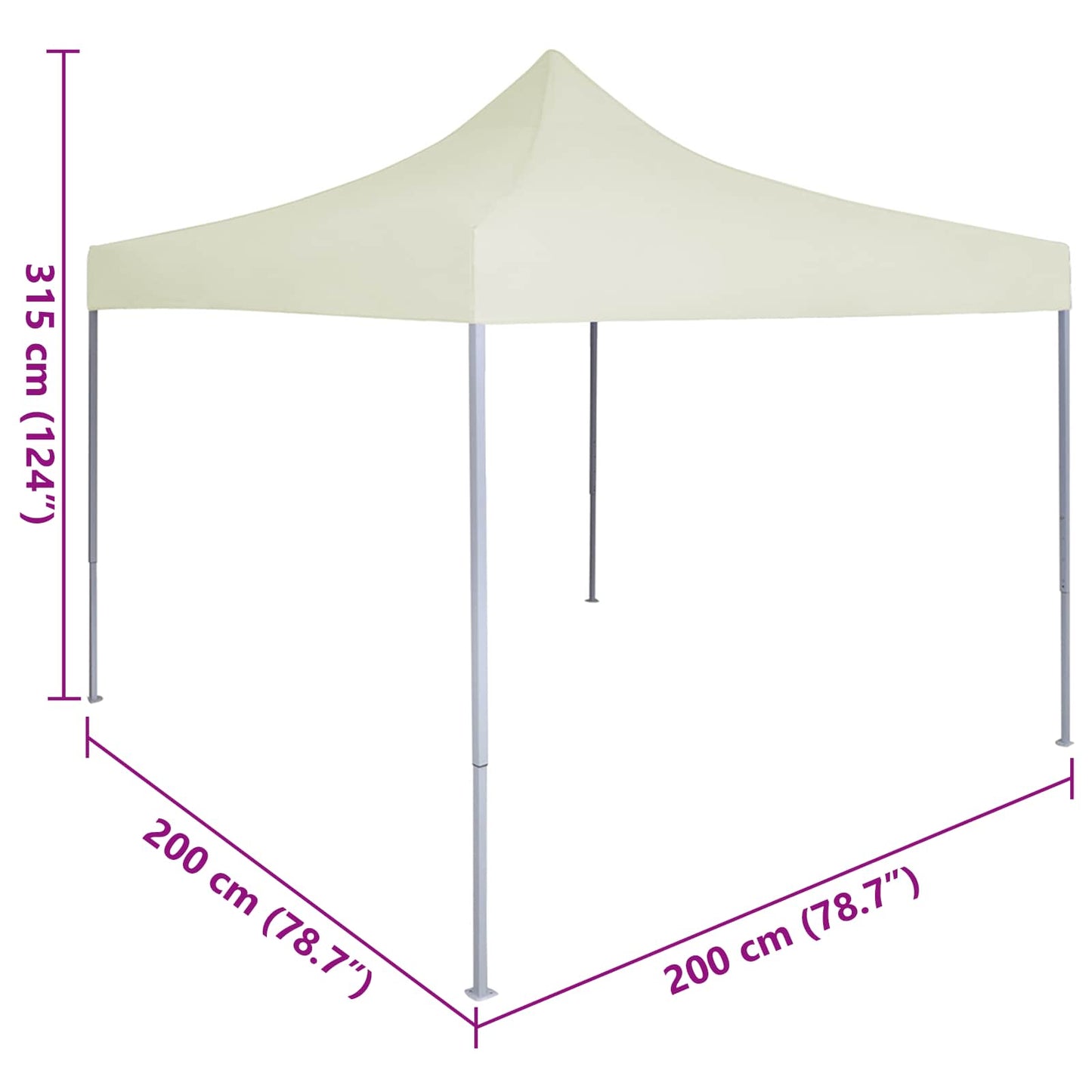 Party Tent 200 x 200 x 315 cm Cream Oxford Fabric