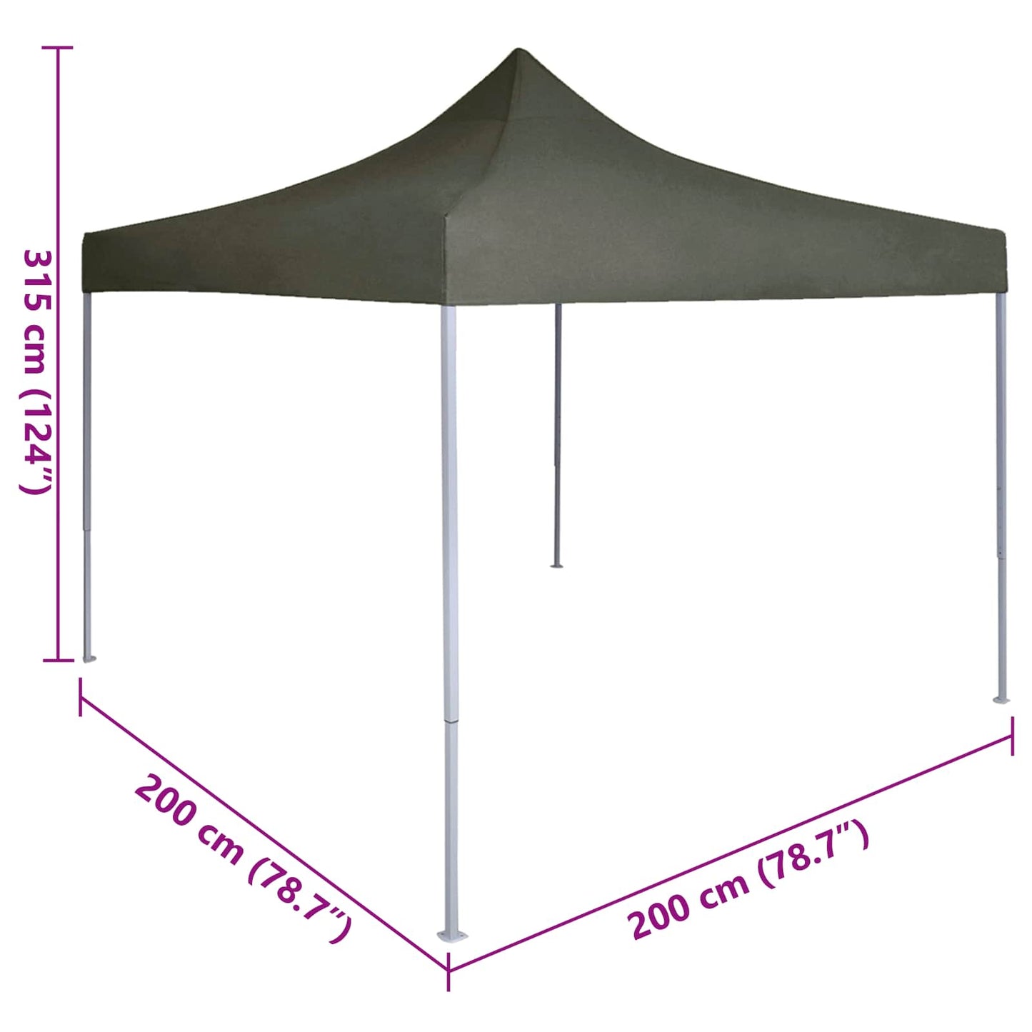 Party Tent 200 x 200 x 315 cm Anthracite Oxford Fabric