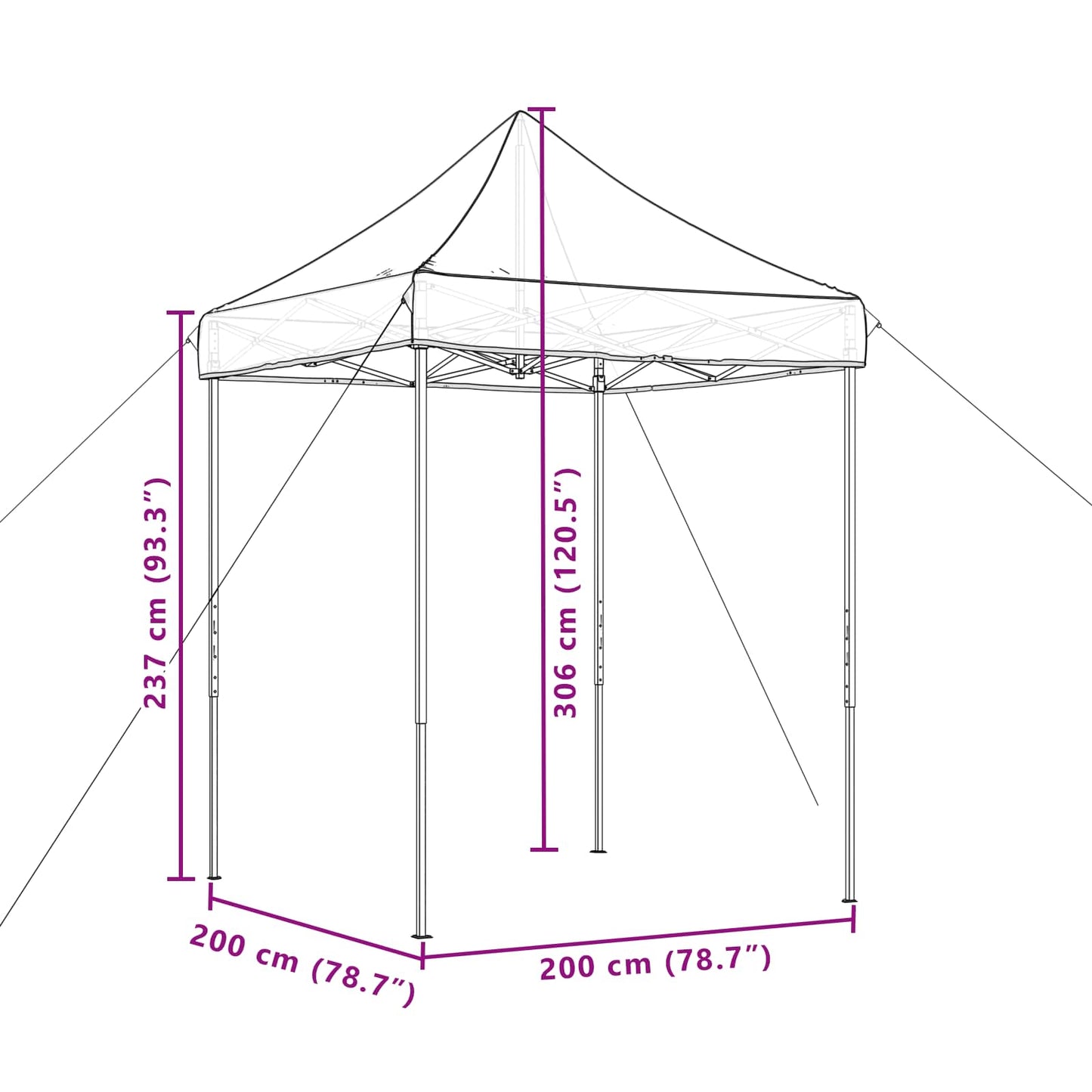 Party Tent 200 x 200 x 306 cm Burgundy Oxford Fabric