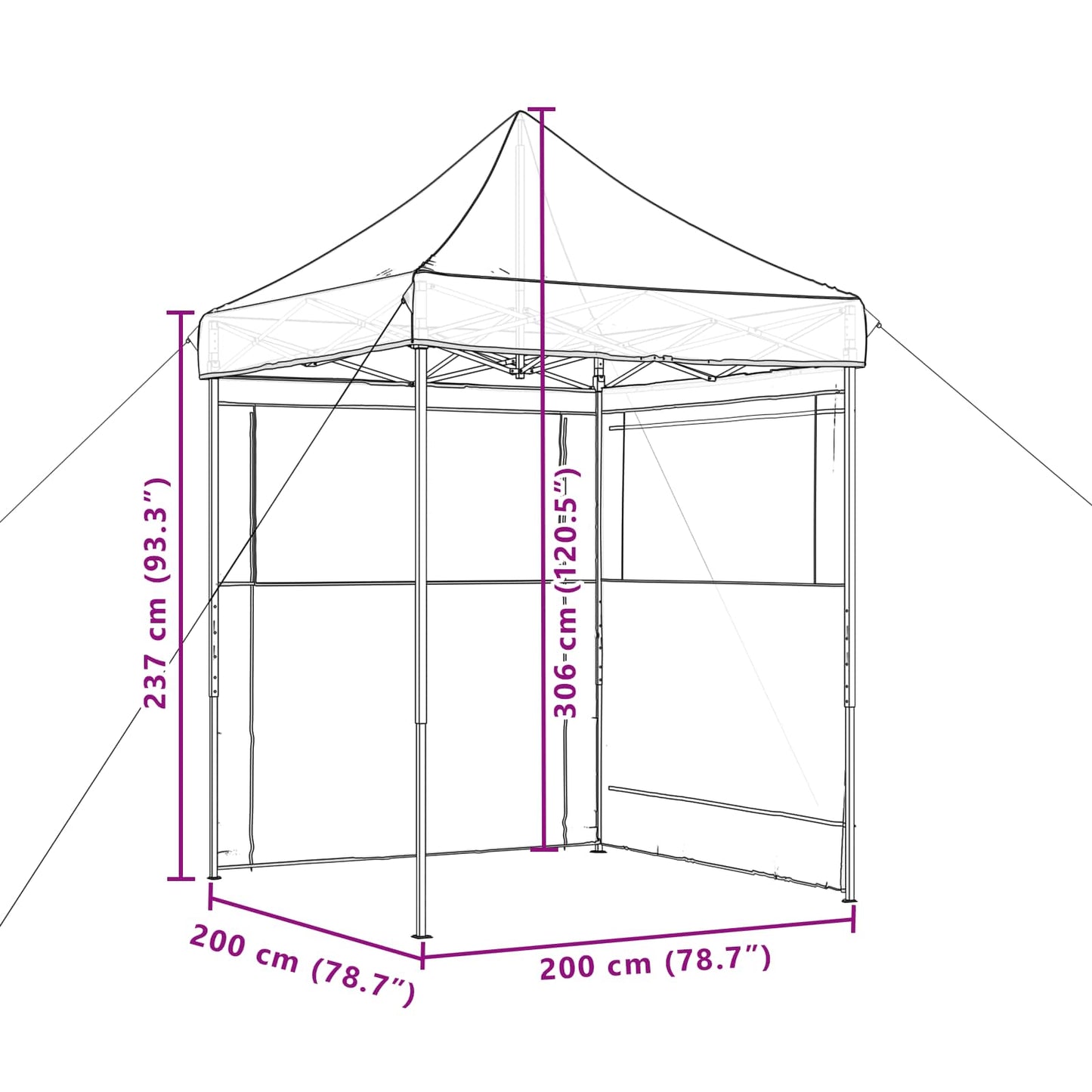Party Tent 200 x 200 x 306 cm Brown Oxford Fabric