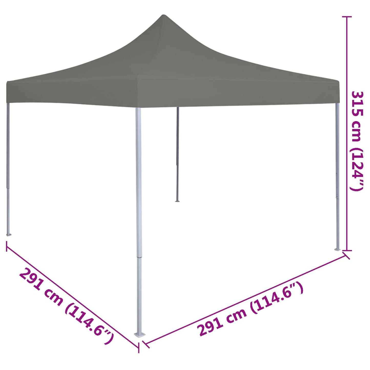 Party Tent 291 x 291 x 315 cm Anthracite Oxford Fabric