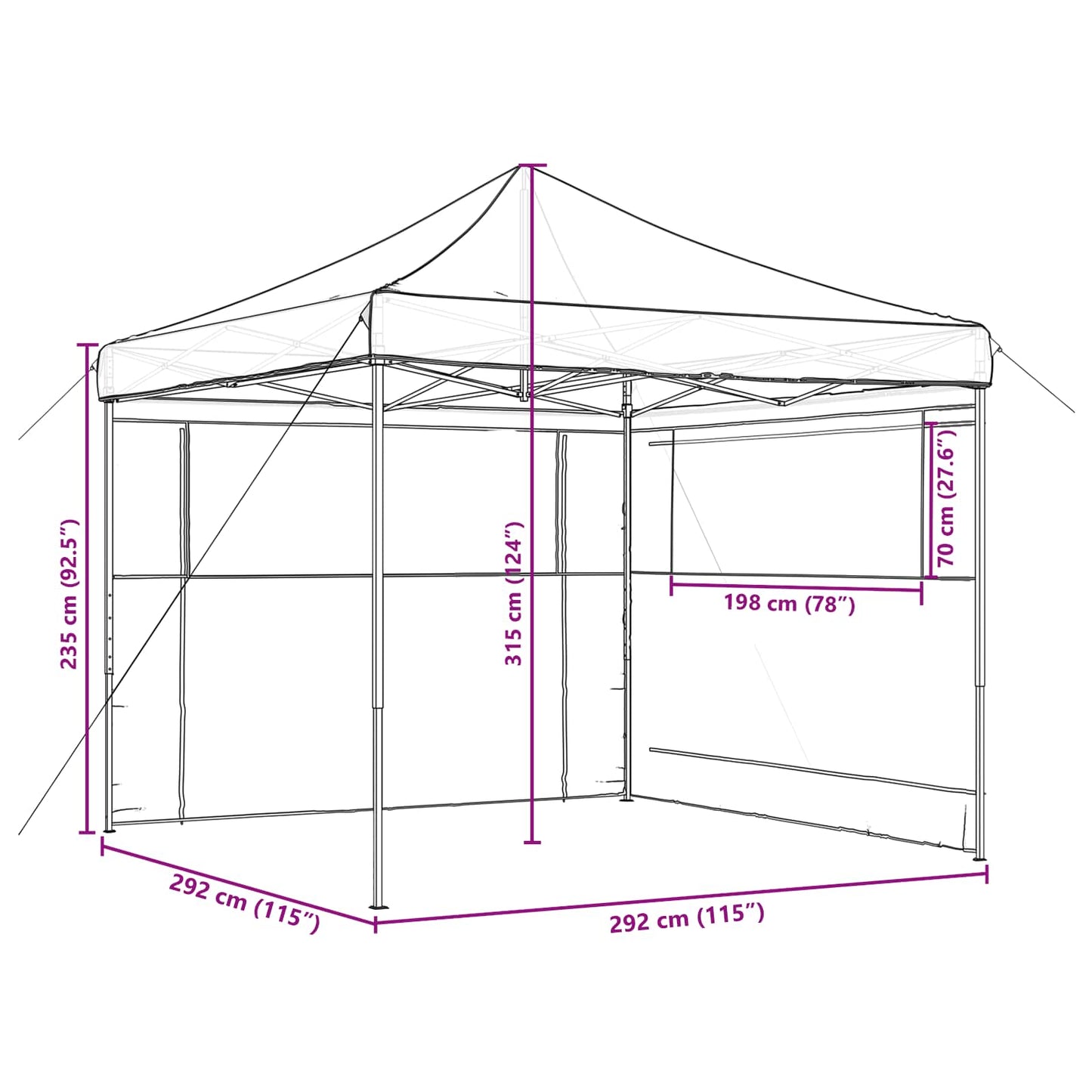 Party Tent 292 x 292 x 315 cm Burgundy Oxford Fabric