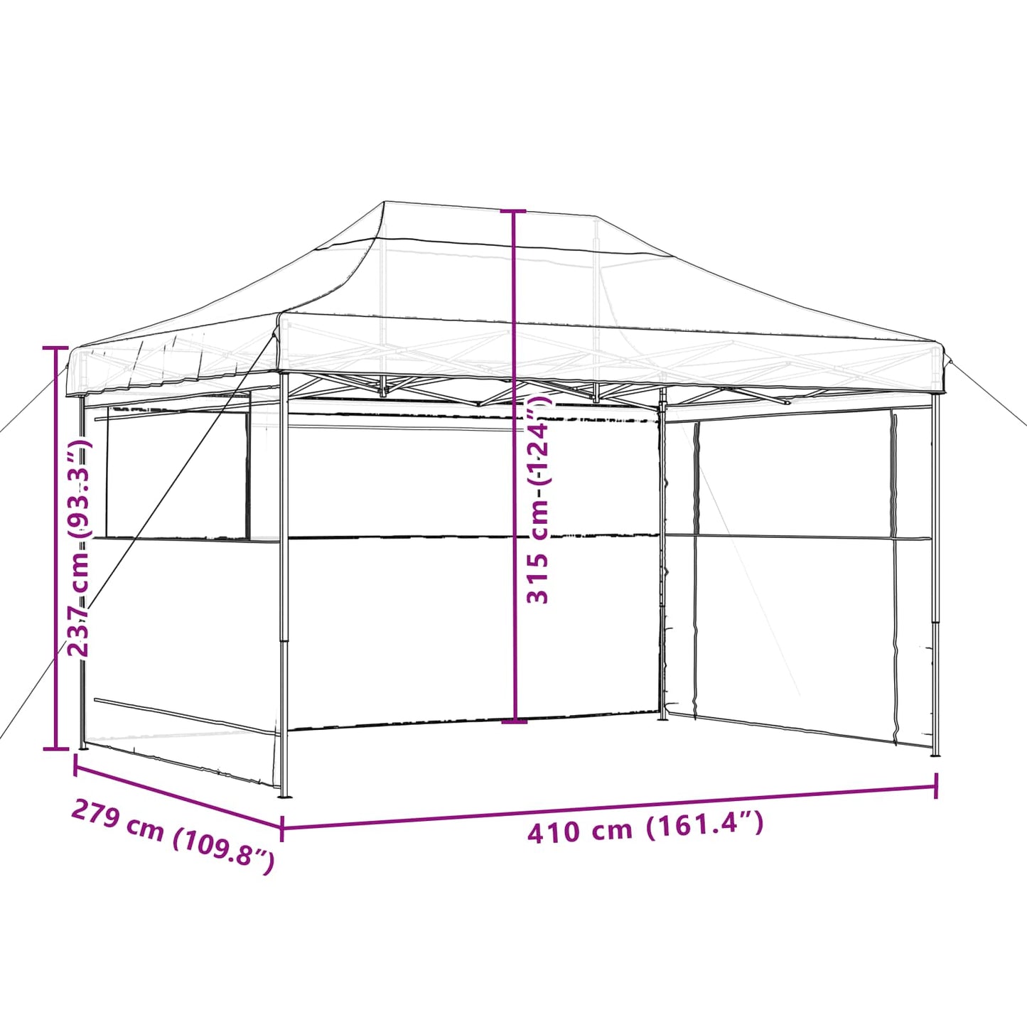 Party Tent 279 x 410 x 315 cm Black Oxford Fabric