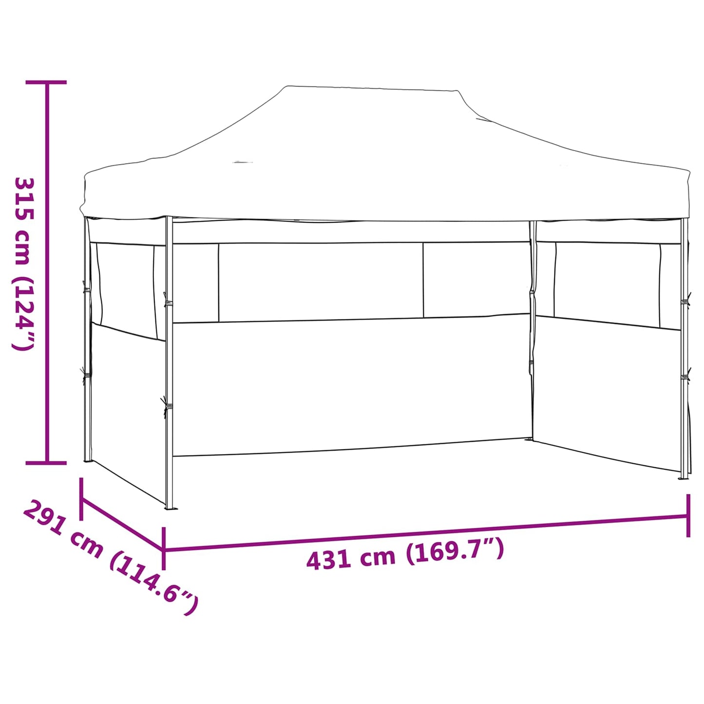 Party Tent 291 x 431 x 315 cm Anthracite Oxford Fabric