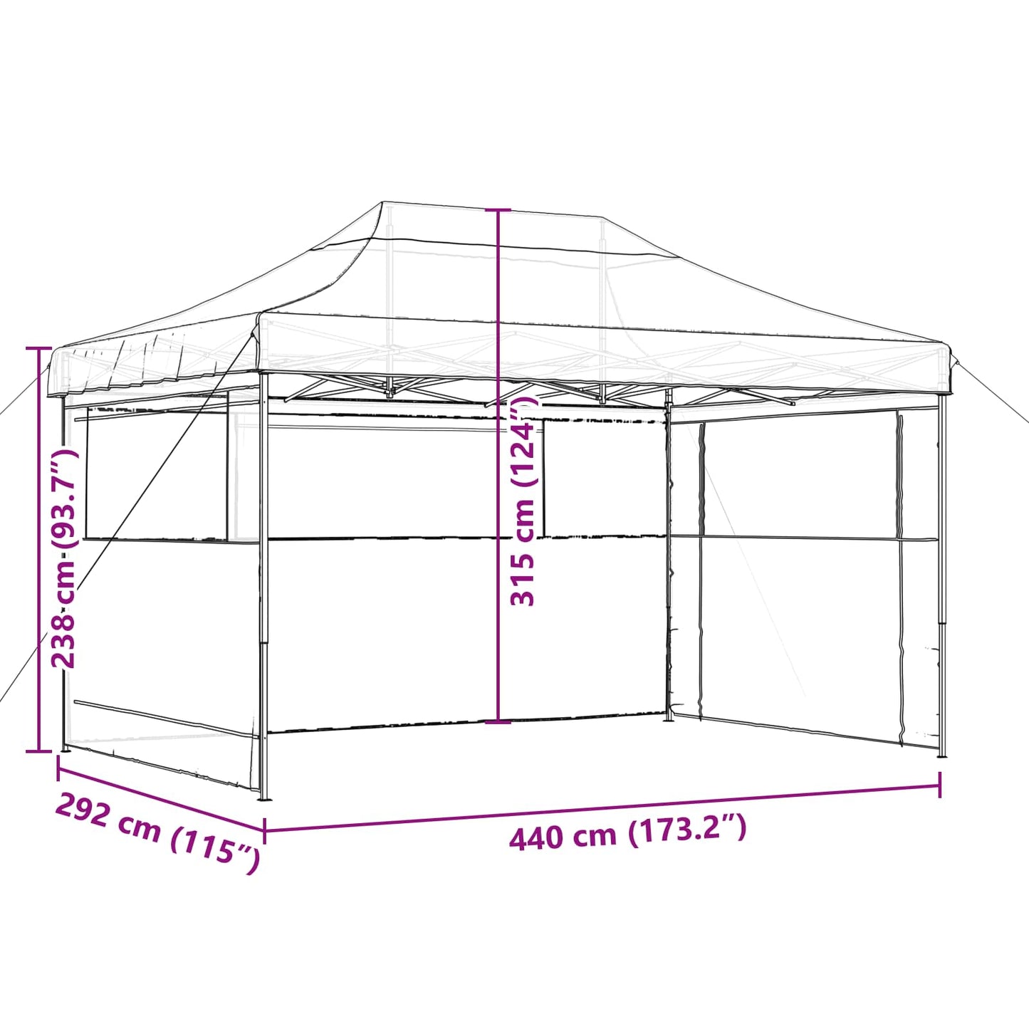 Party Tent 292 x 440 x 315 cm Brown Oxford Fabric