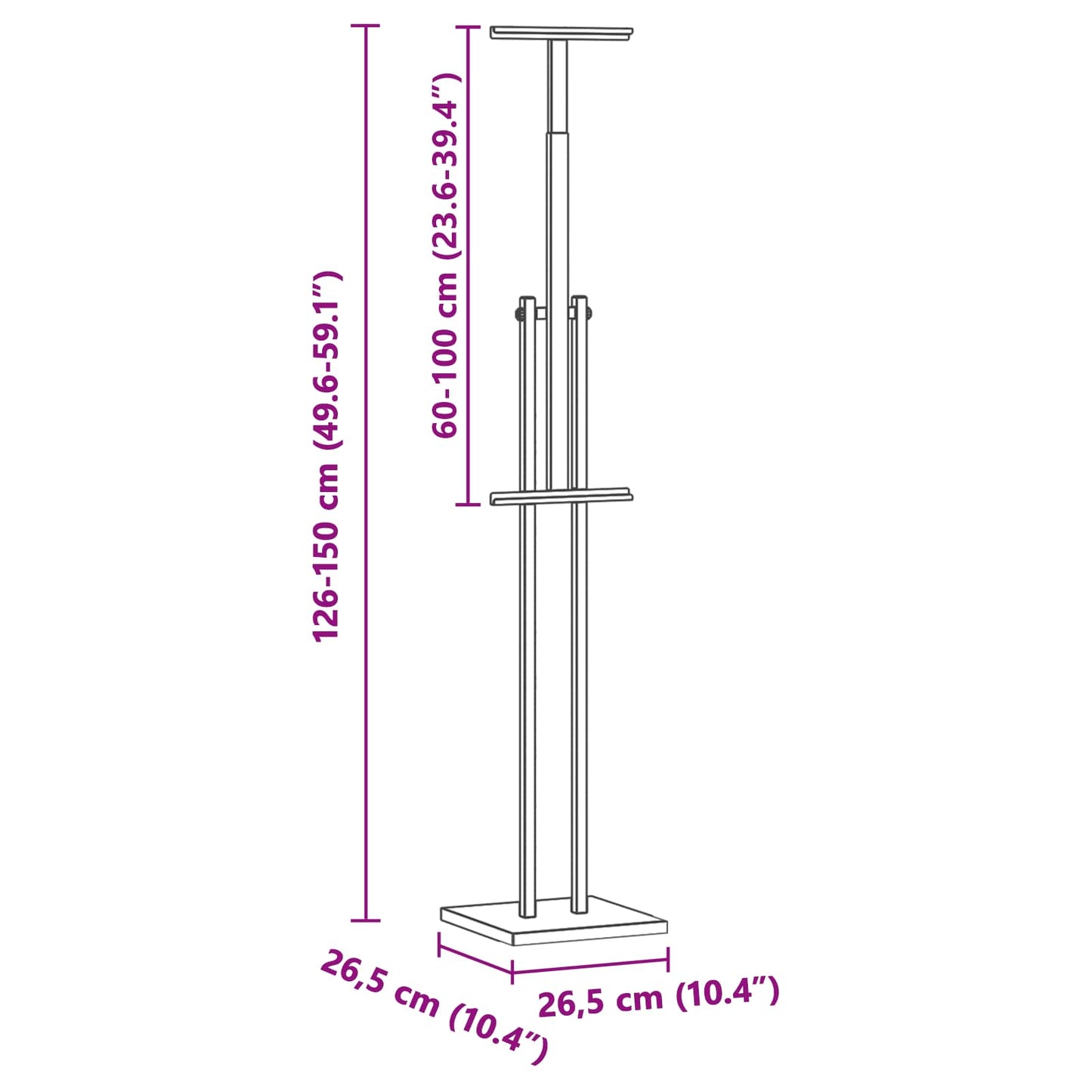 Trade Show Displays 2 pcs Black 26.5 x 26.5 x 150 cm Steel