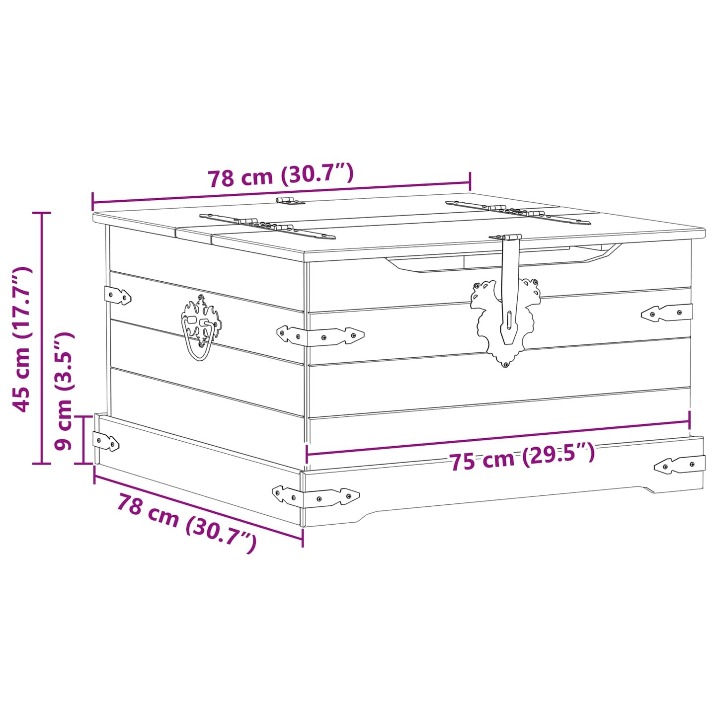 Storage box with Shelf White 78 x 78 x 45 cm Solid Pine Wood
