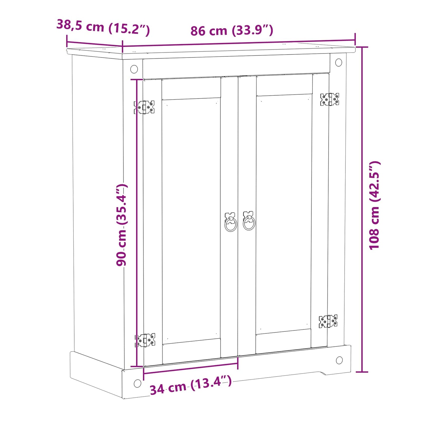 Shoe Cabinet with Door White 86 x 38.5 x 108 cm Solid Pine Wood