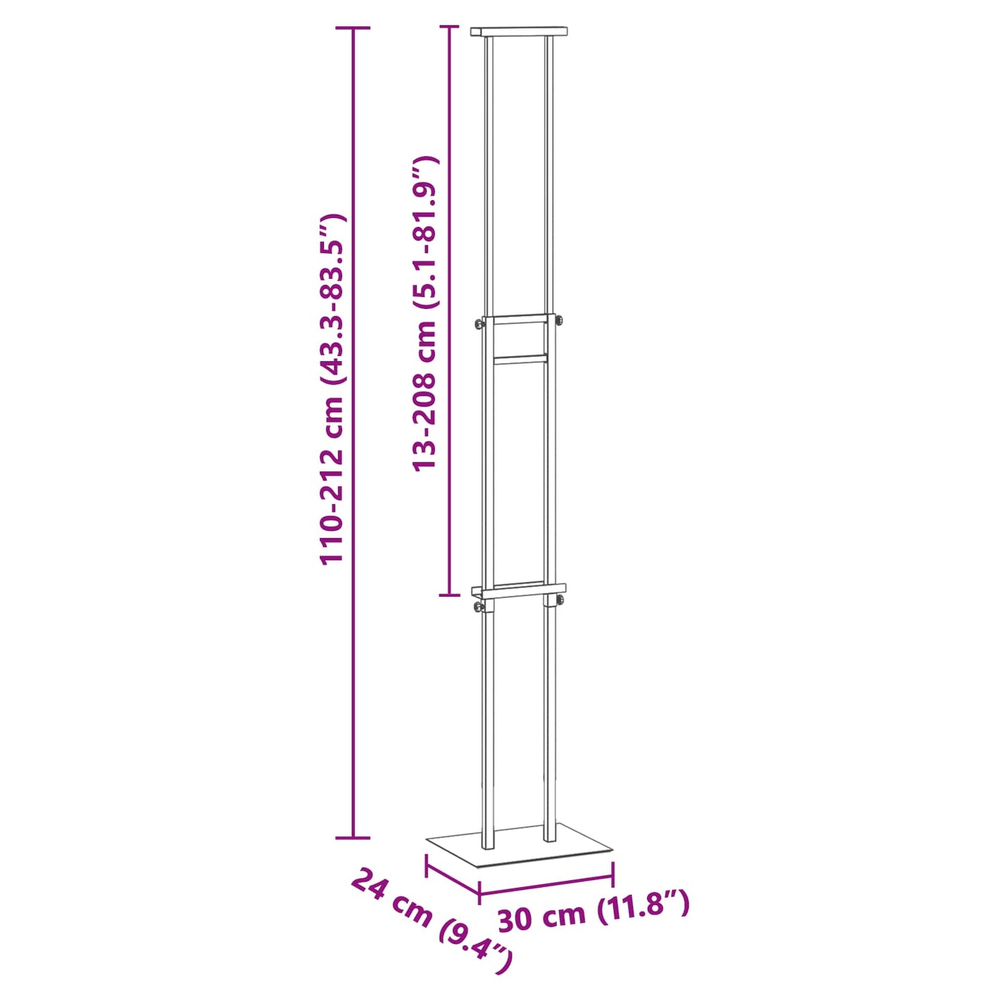 Trade Show Displays White 30 x 23.5 x 210 cm Steel