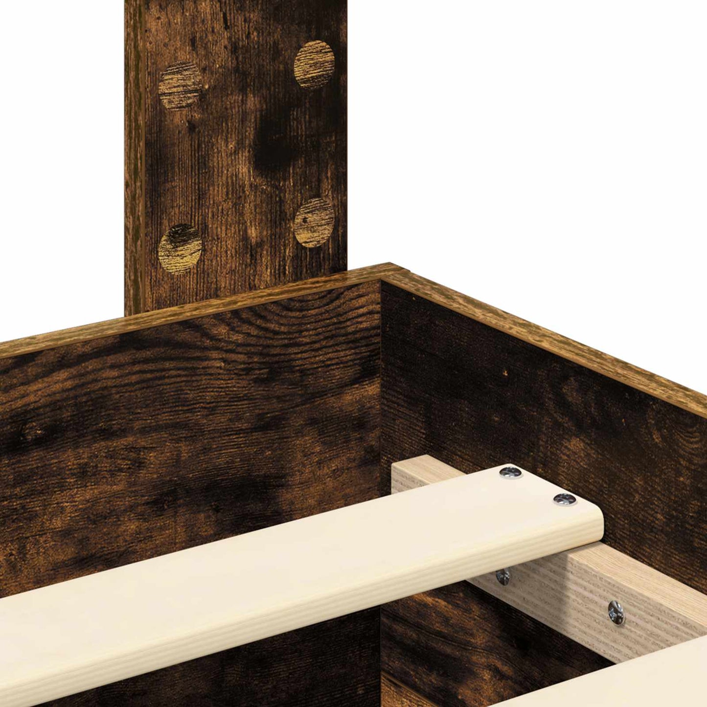 Bed Frame with Drawer Smoked Oak 150 x 200 cm Engineered Wood
