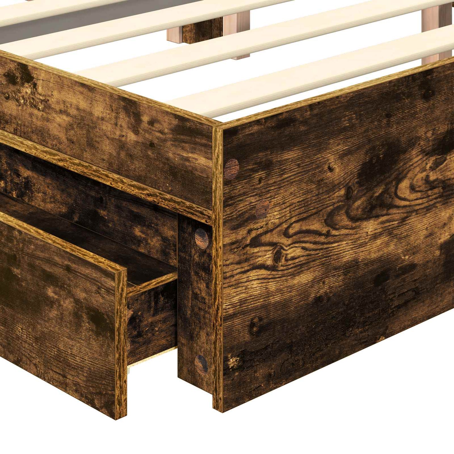 Storage Bed with Drawer Smoked Oak 180 x 200 cm Engineered Wood