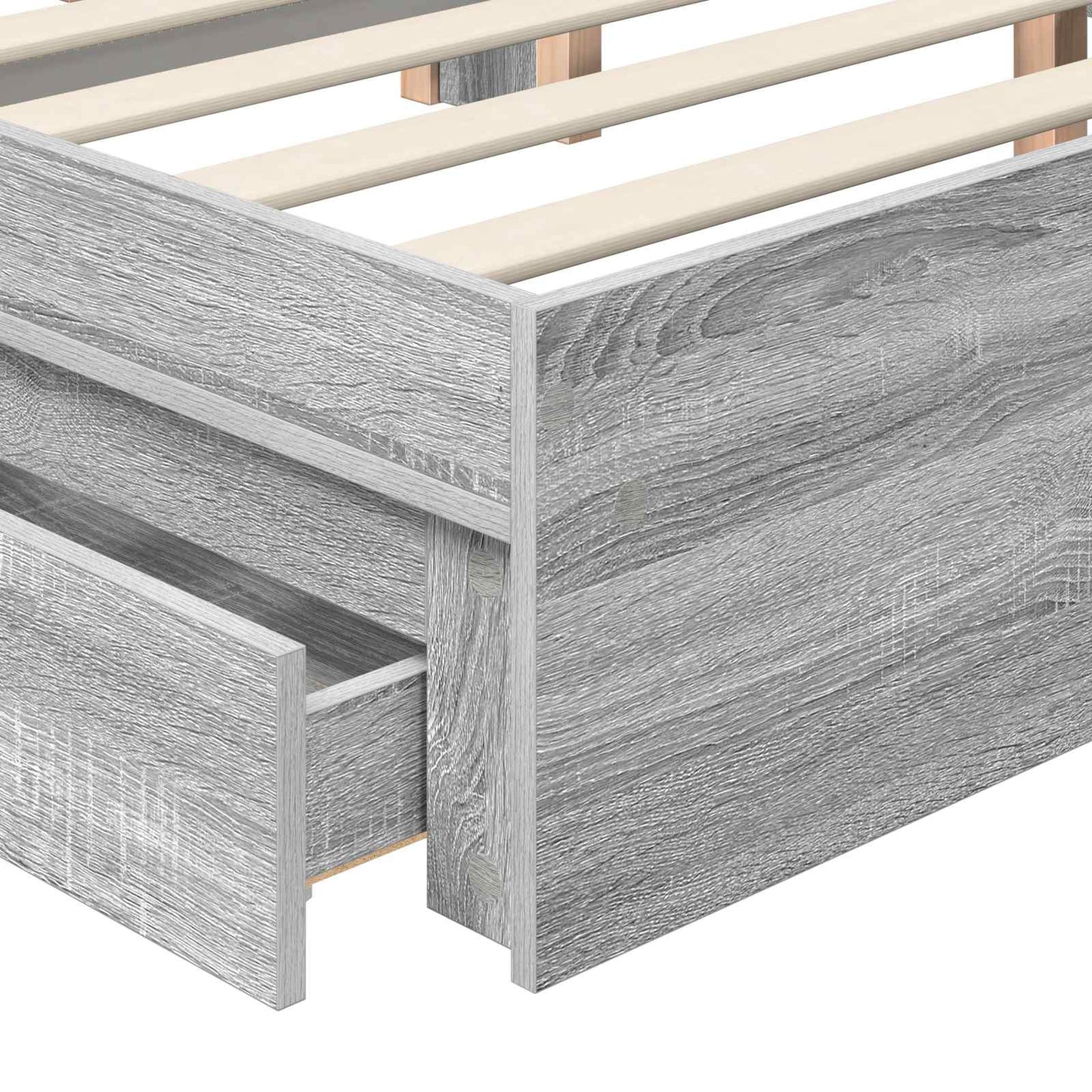 Storage Bed Adjustable Grey Sonoma 140 x 200 cm Engineered Wood