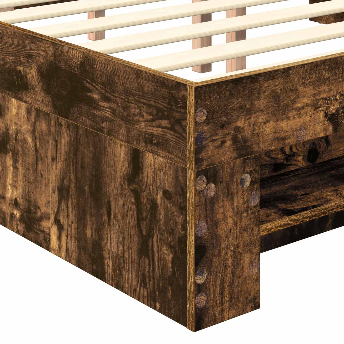 Bed Frame Smoked Oak 120 x 200 cm Engineered Wood