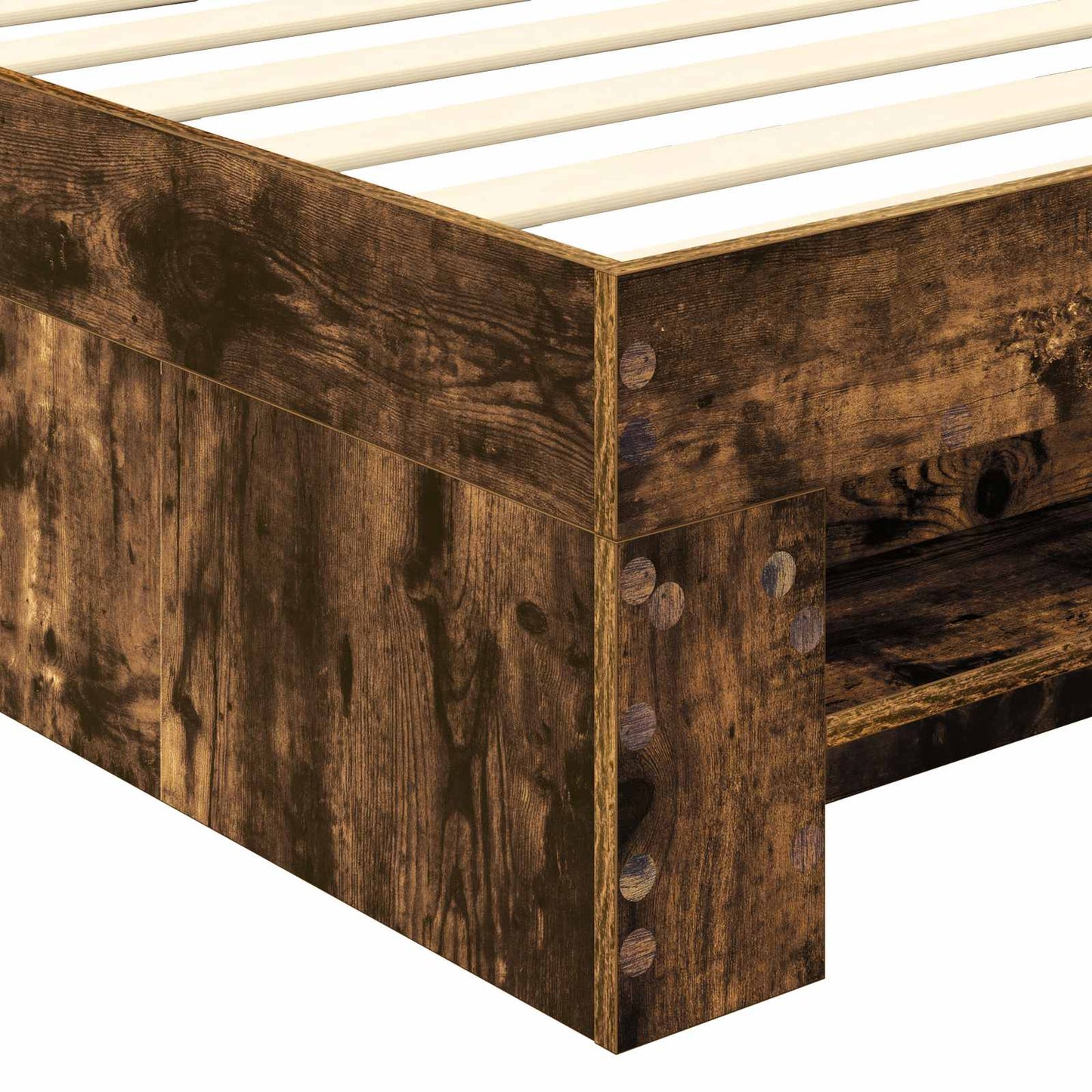 Bed Frame with Headboard Smoked Oak 90 x 200 cm Engineered Wood