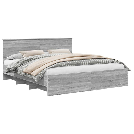 Bed Frame Grey Sonoma 180 x 200 cm Engineered Wood