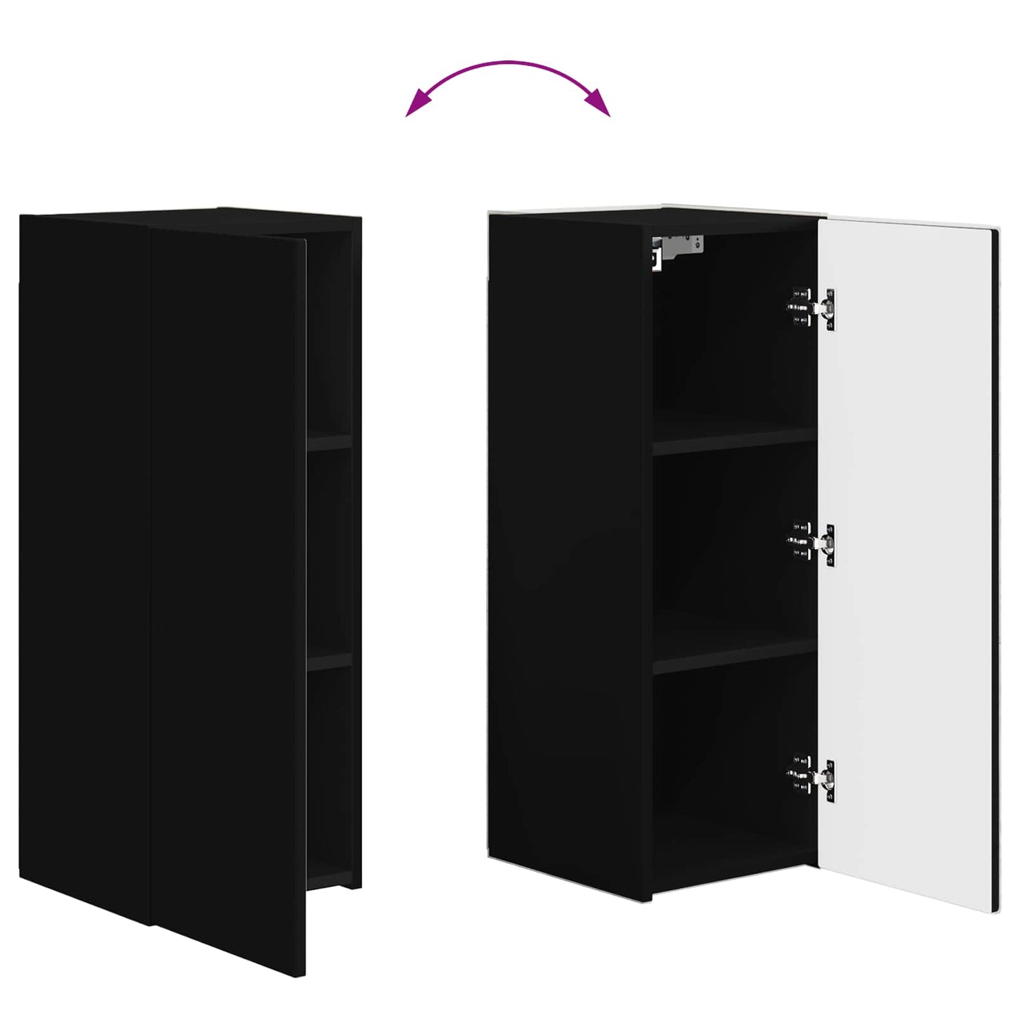 TV Wall Cabinet Set 4 pcs Black Engineered Wood
