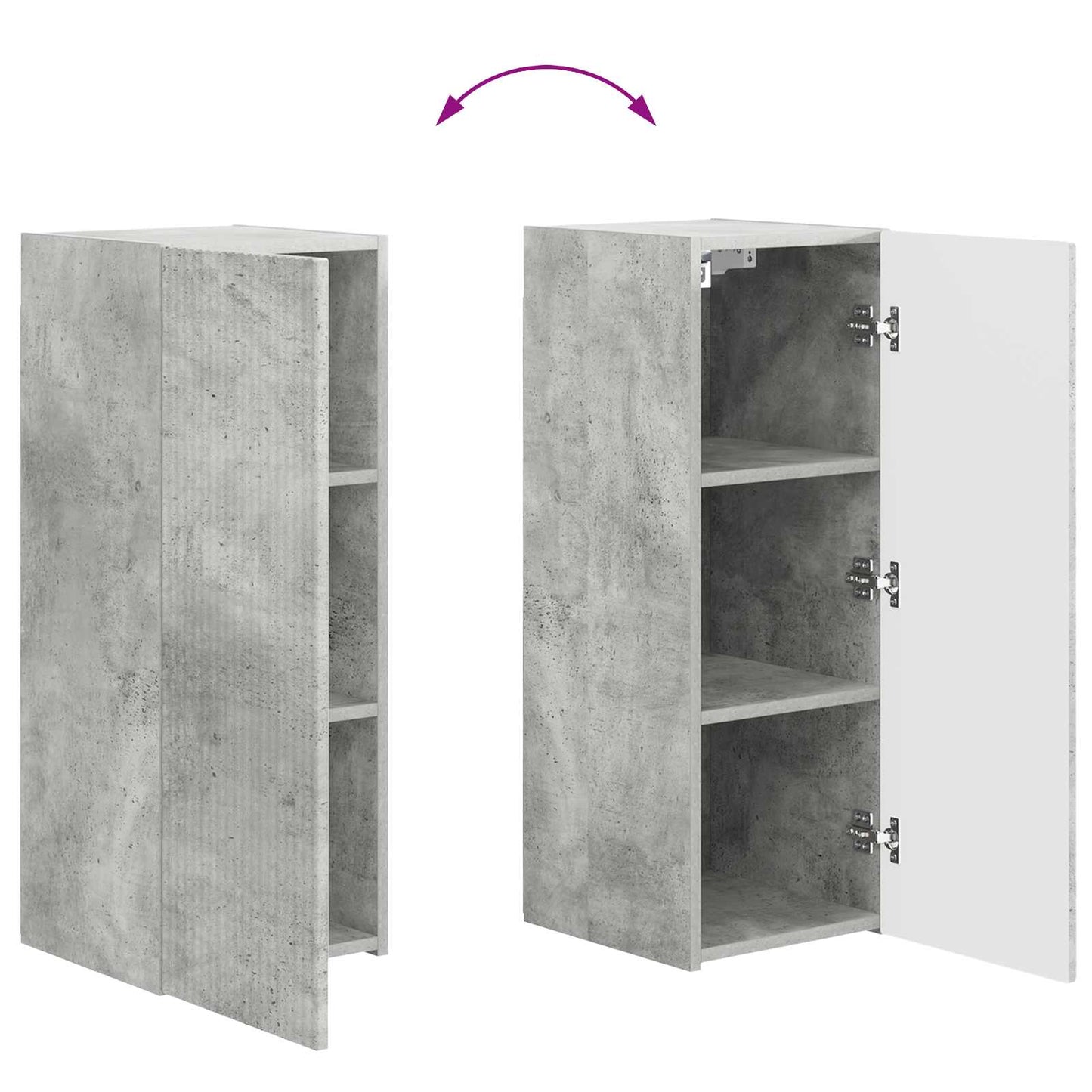 TV Wall Cabinet Set 4 pcs Concrete Grey Engineered Wood