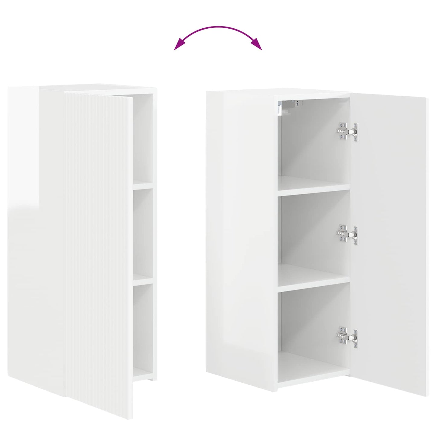 TV Wall Cabinet Set 4 pcs High Gloss White Engineered Wood