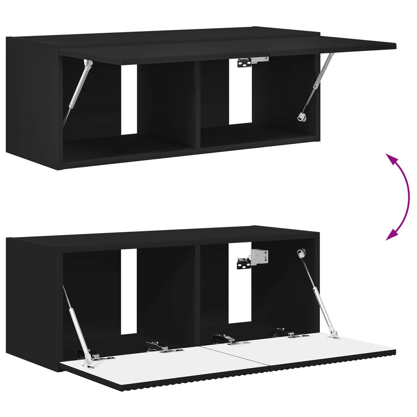 TV Wall Cabinet Set 4 pcs Black Engineered Wood