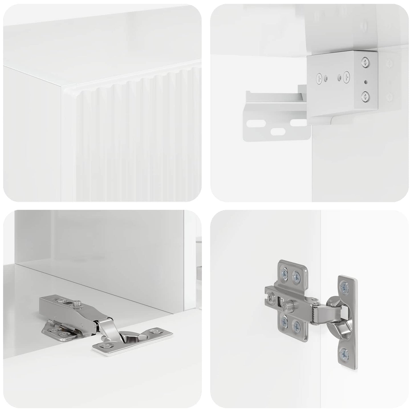 TV Wall Cabinet Set 6 pcs High Gloss White