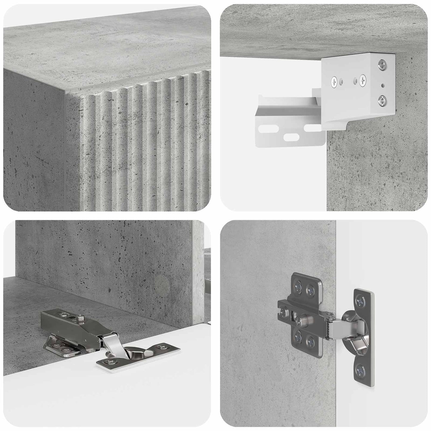 TV Wall Cabinet Set 6 pcs Concrete Grey