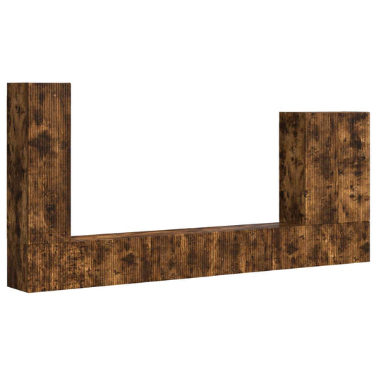 TV Wall Cabinet Set 6 pcs Smoked Oak