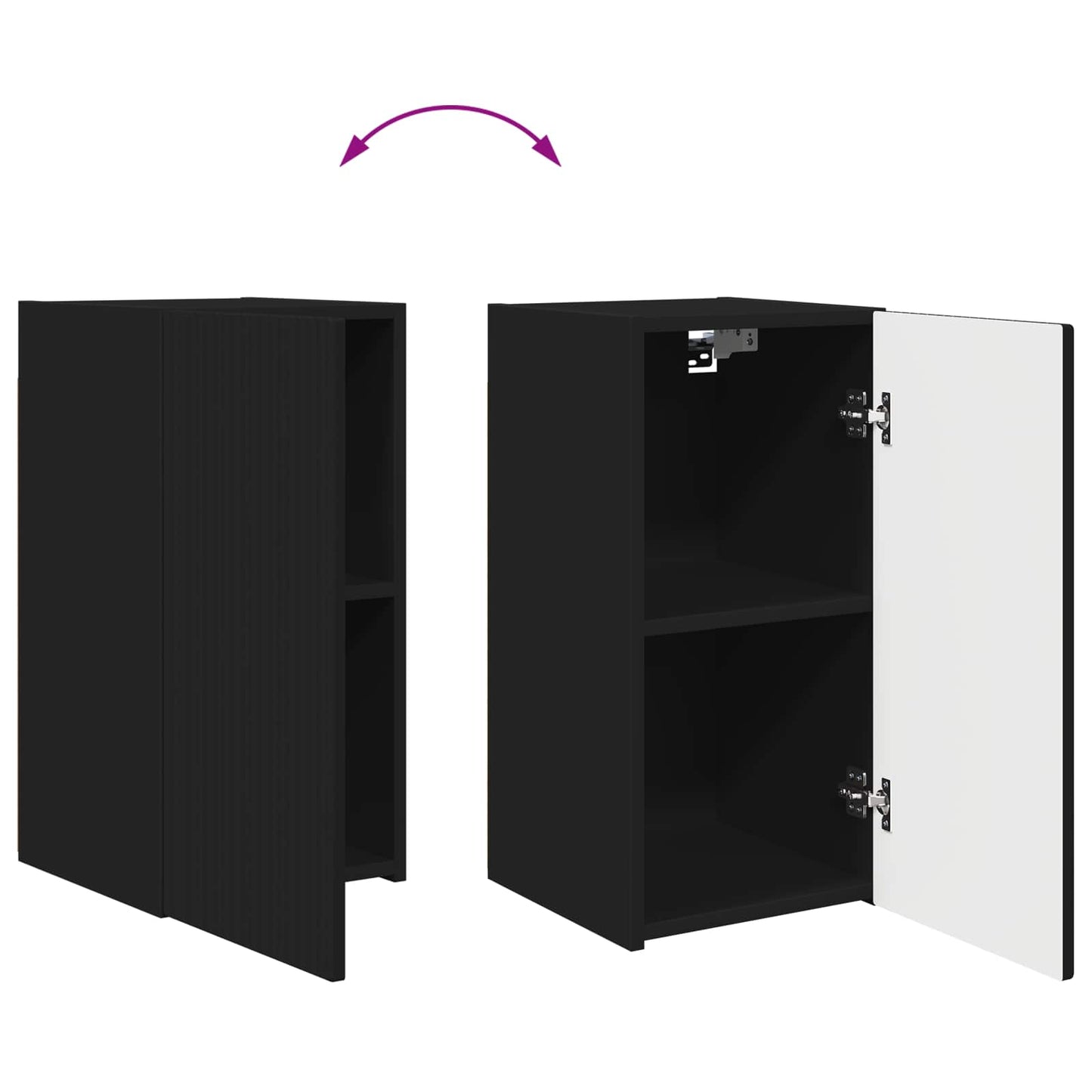 TV Cabinet Set 2 pcs Black Engineered Wood