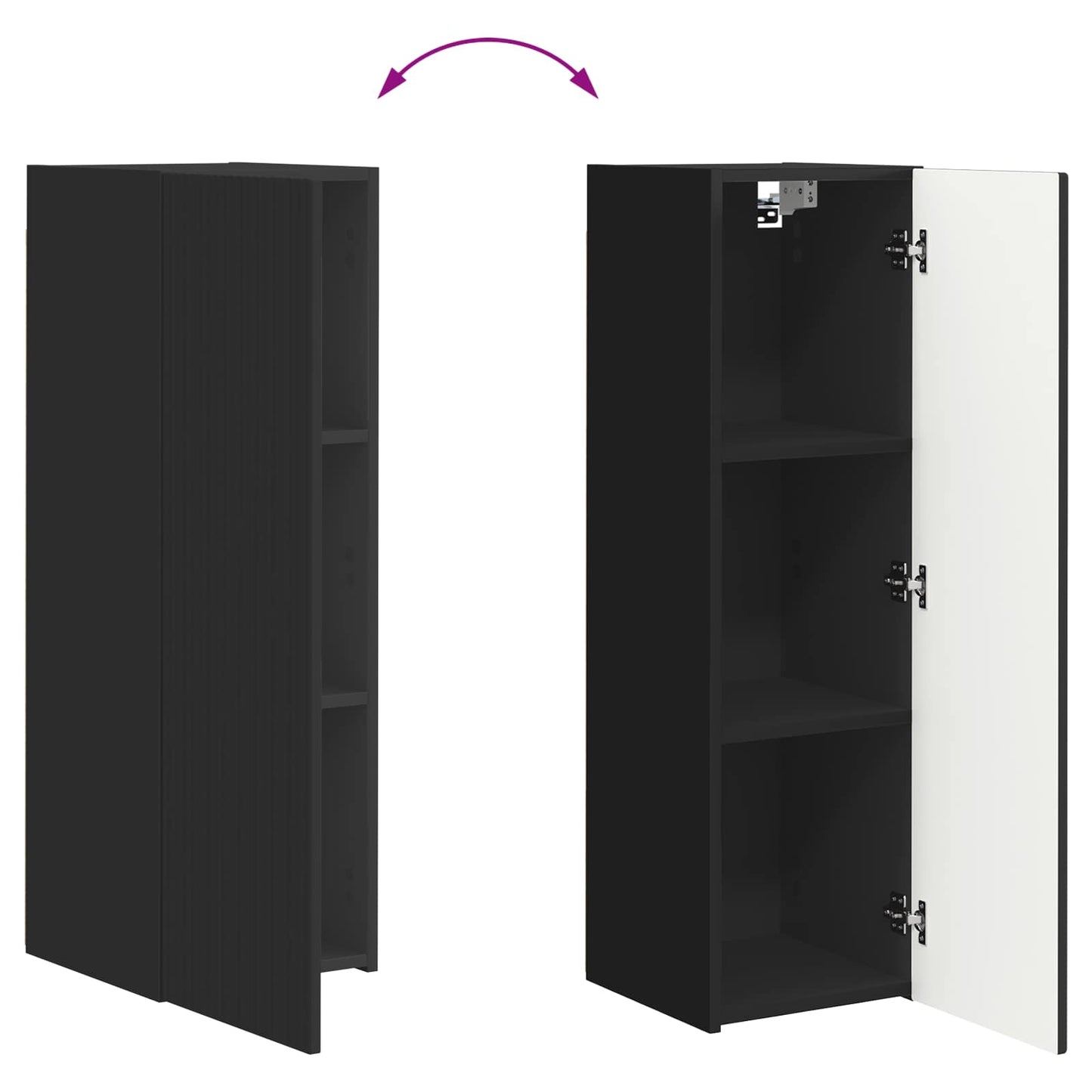 TV Cabinet Set 3 pcs Black Engineered Wood