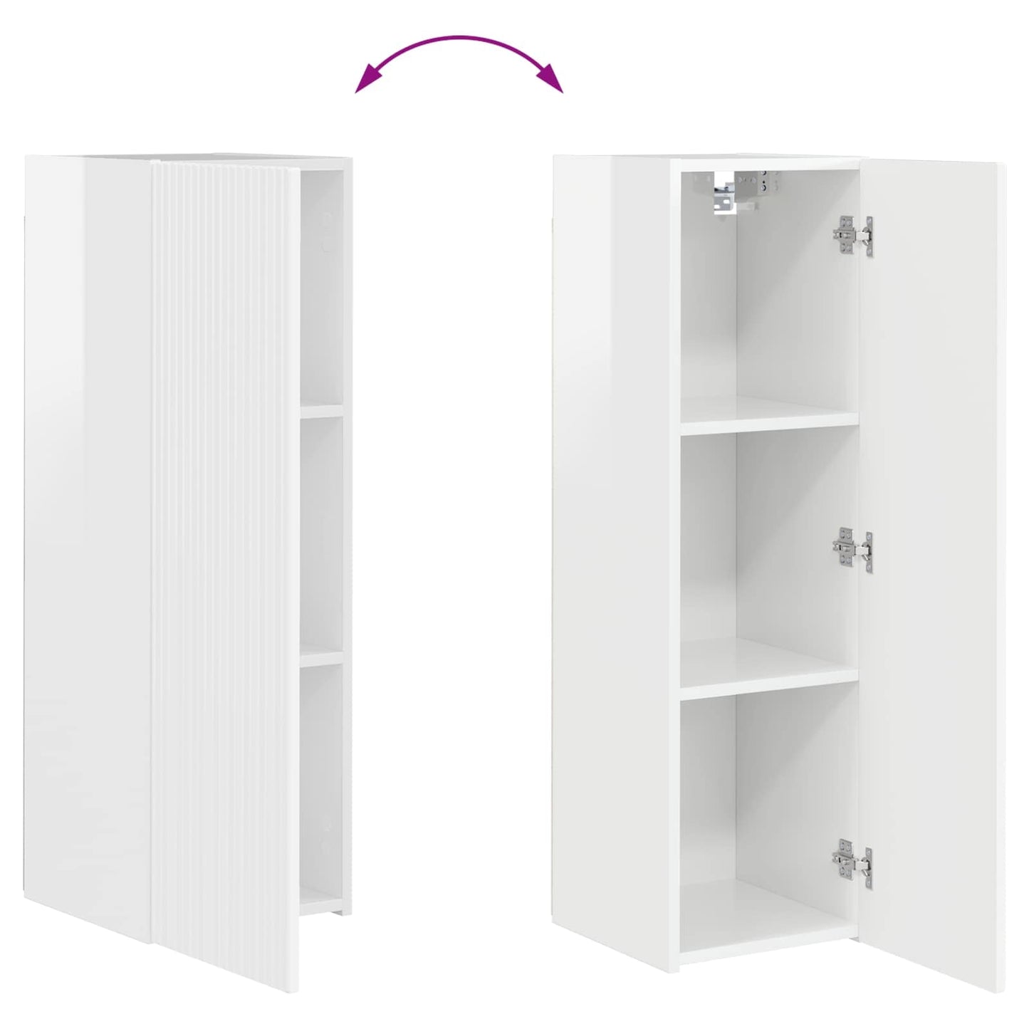 TV Cabinet Set 3 pcs High Gloss White Engineered Wood