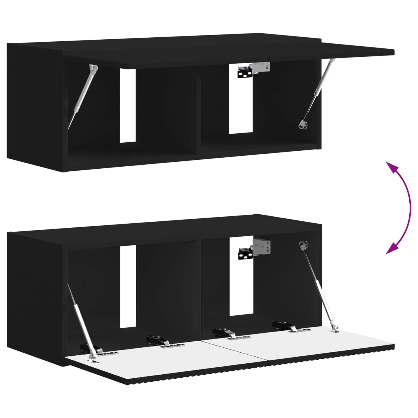 TV Cabinet Set 4 pcs Black Engineered Wood