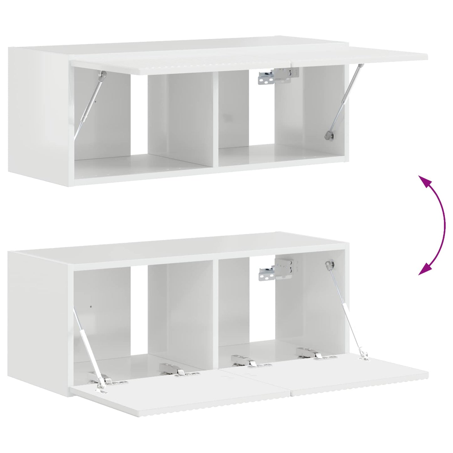 TV Cabinet Set 4 pcs High Gloss White Engineered Wood