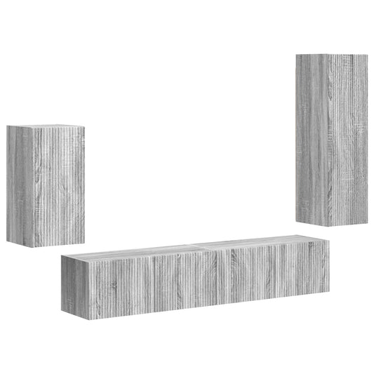 TV Cabinet Set 4 pcs Grey Sonoma Engineered Wood