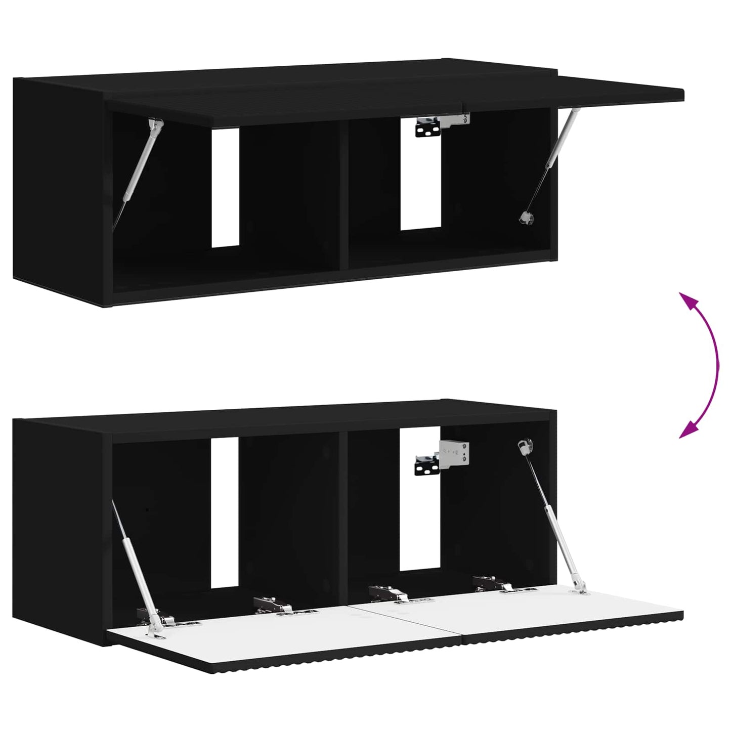 TV Cabinet Set 3 pcs Black Engineered Wood