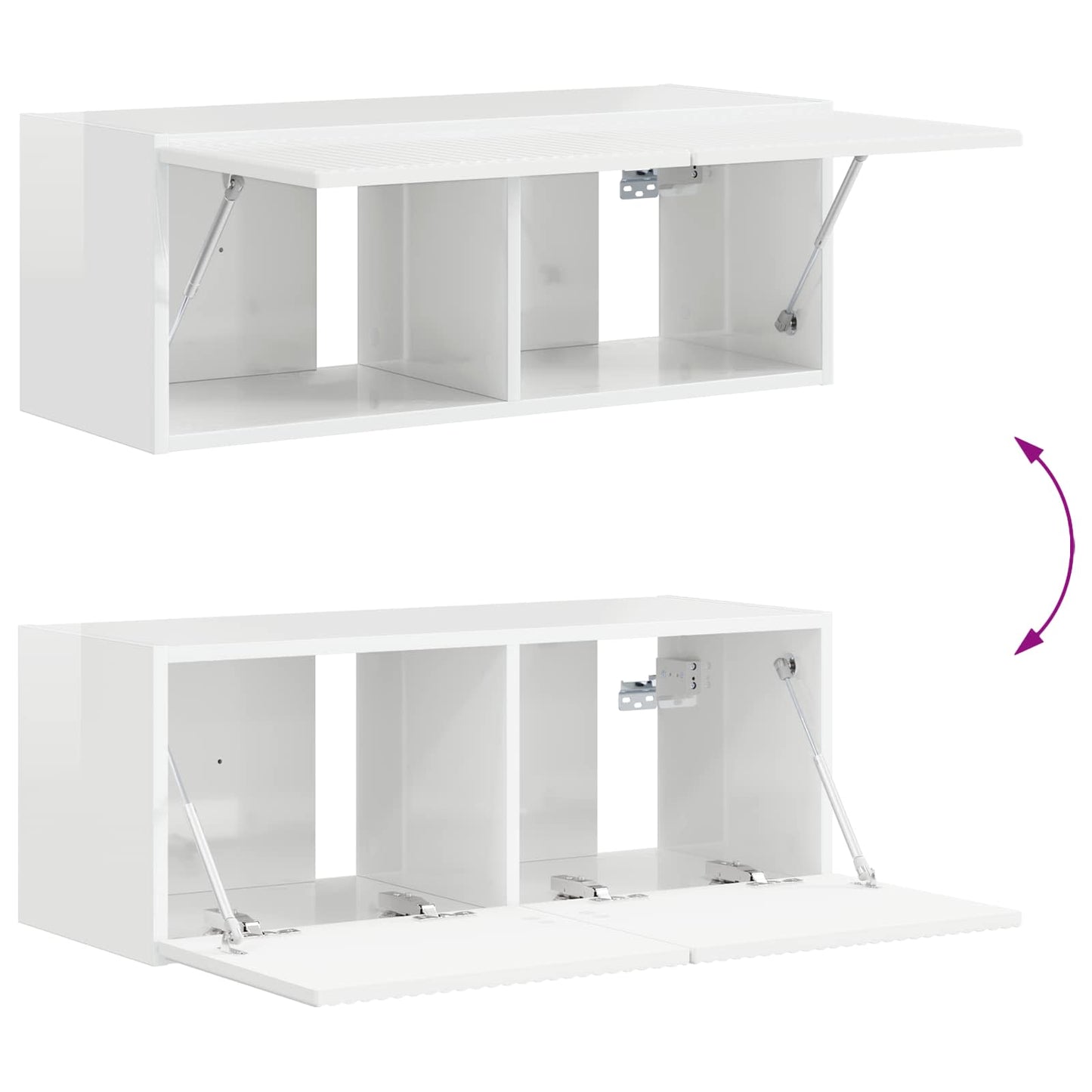 TV Cabinet Set 3 pcs High Gloss White Engineered Wood