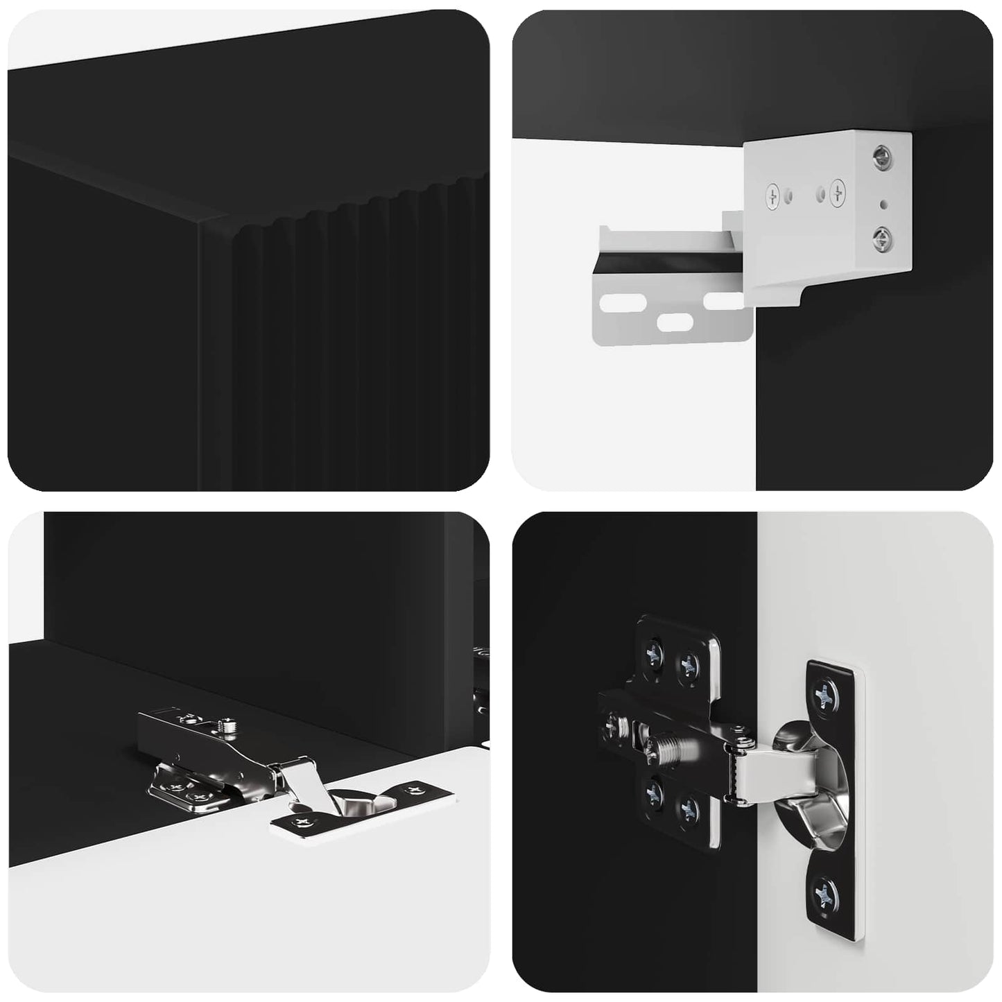 TV Cabinet Set 4 pcs Black Engineered Wood