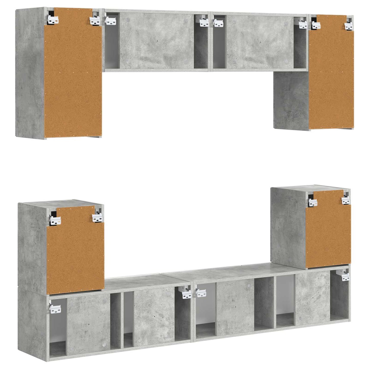TV Cabinet Set 5 pcs Concrete Grey Engineered Wood