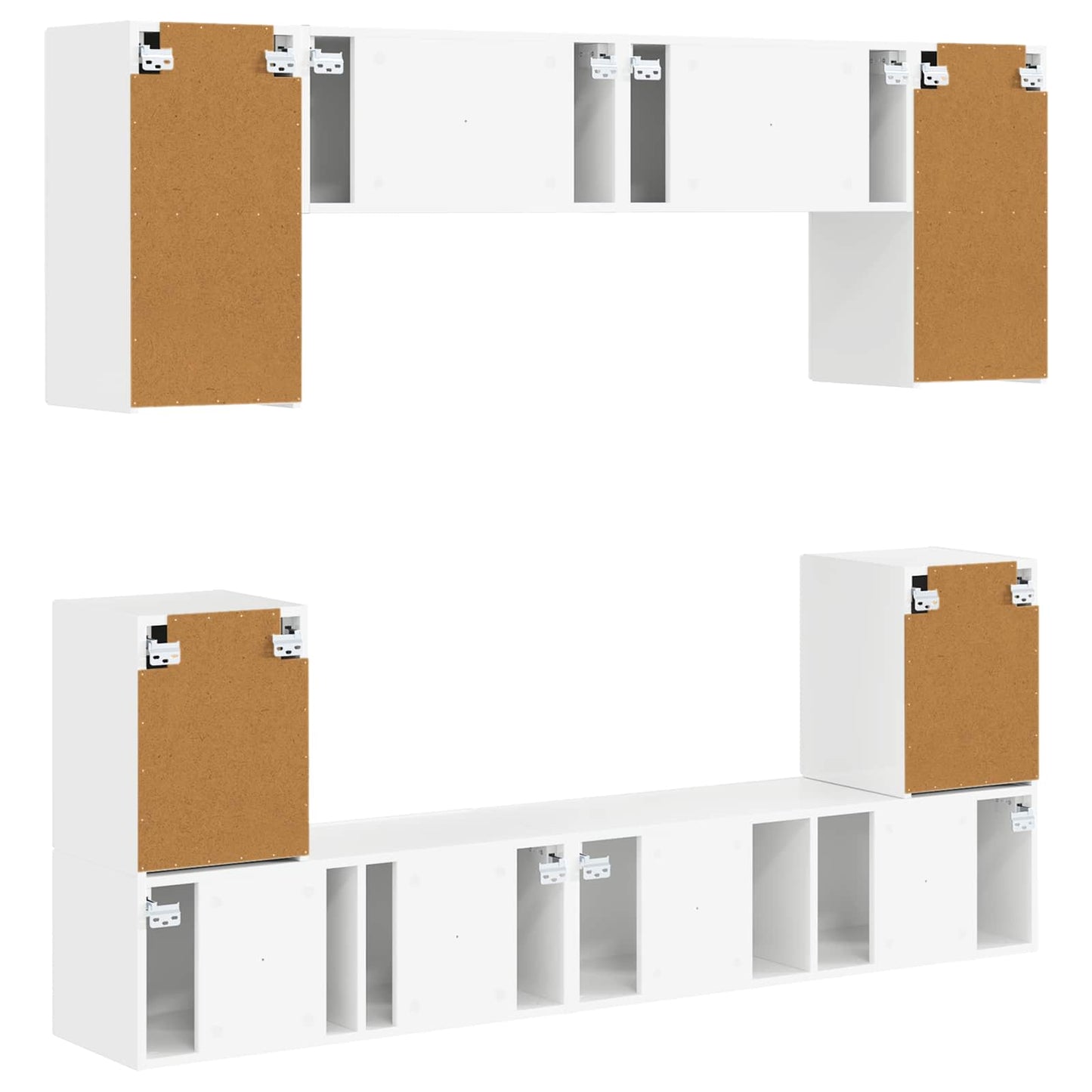TV Cabinet Set 5 pcs High Gloss White Engineered Wood