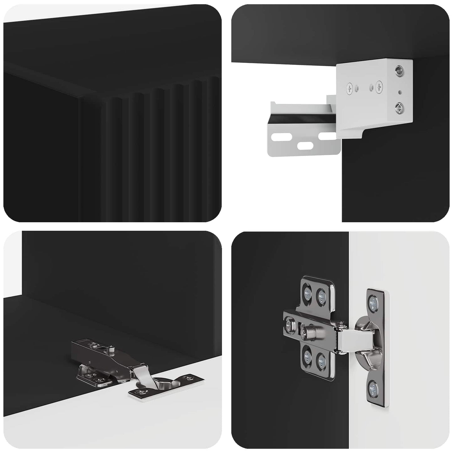 TV Cabinet Set 4 pcs Black Engineered Wood