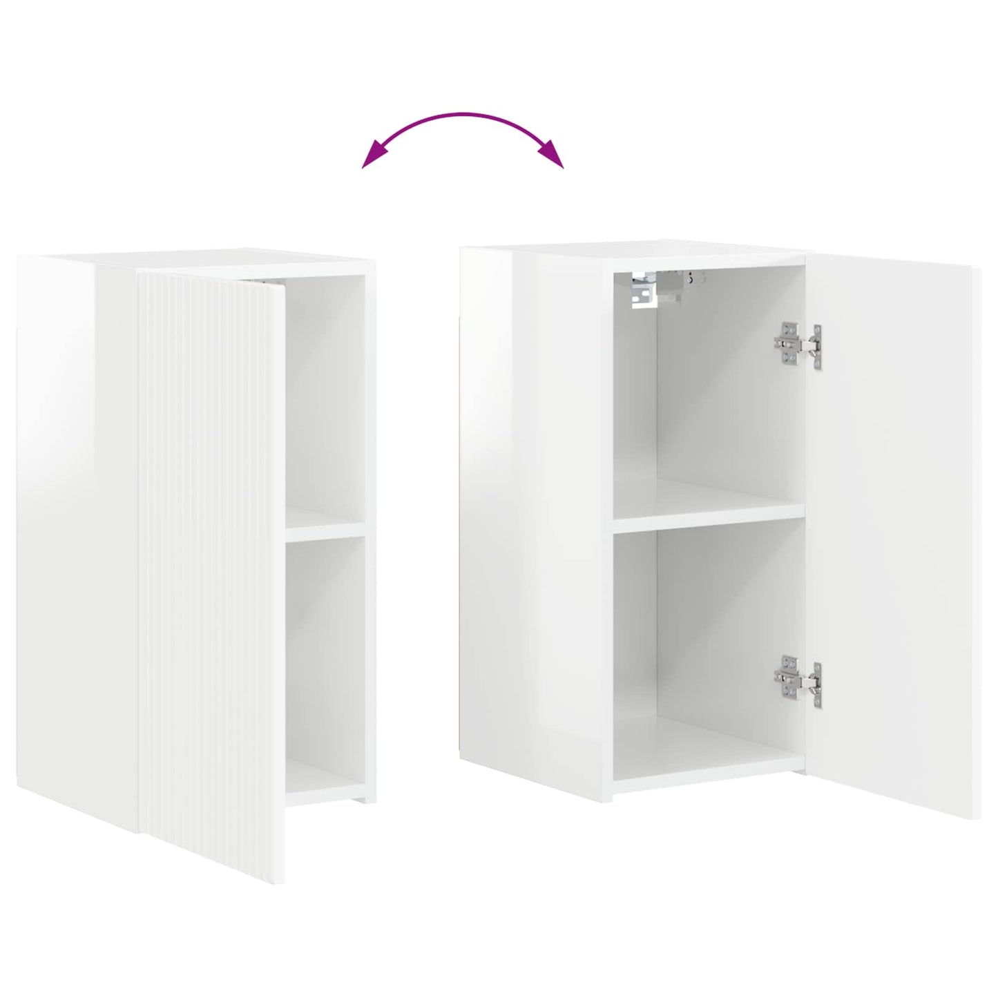 TV Cabinet Set 8 pcs High Gloss White Engineered Wood