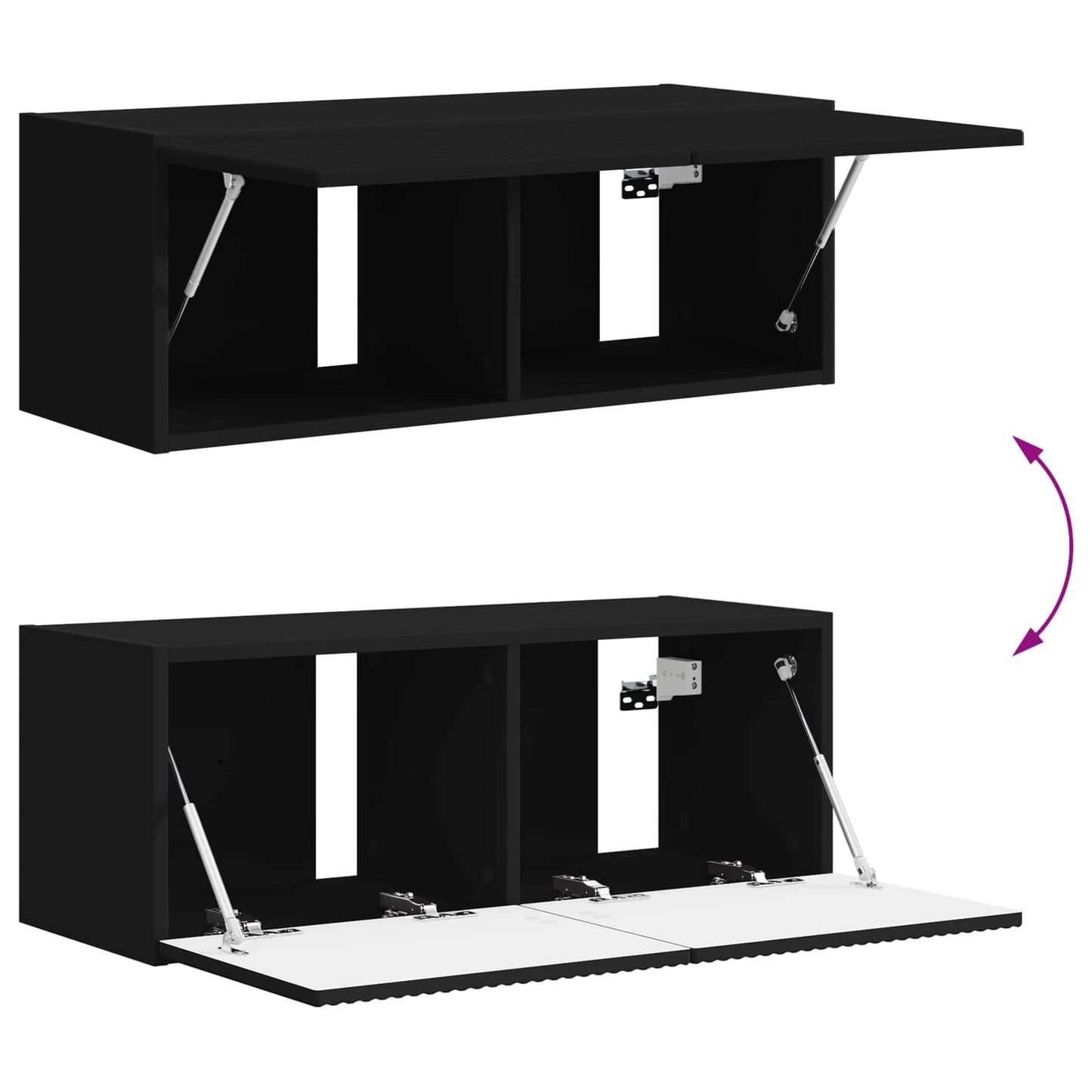 TV Cabinet Set 4 pcs Black Engineered Wood