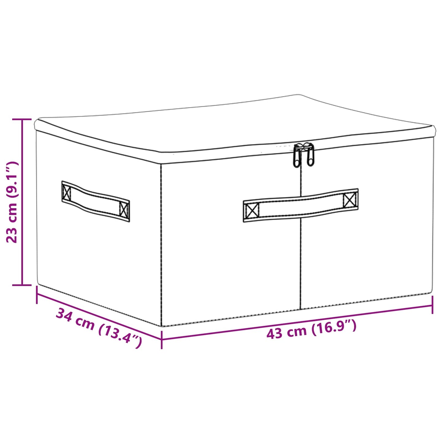 Storage Box Non-woven fabric 43 x 34 x 23 cm 33.6 L Grey