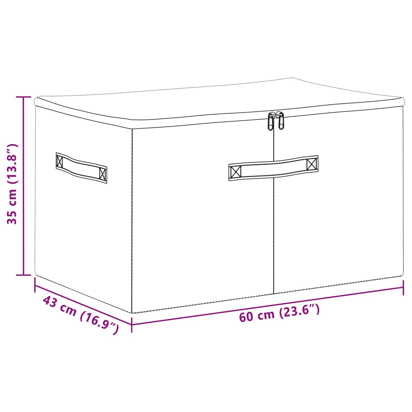 Storage Box 2 pcs Non-woven fabric 60 x 43 x 35 cm 90.3 L Grey