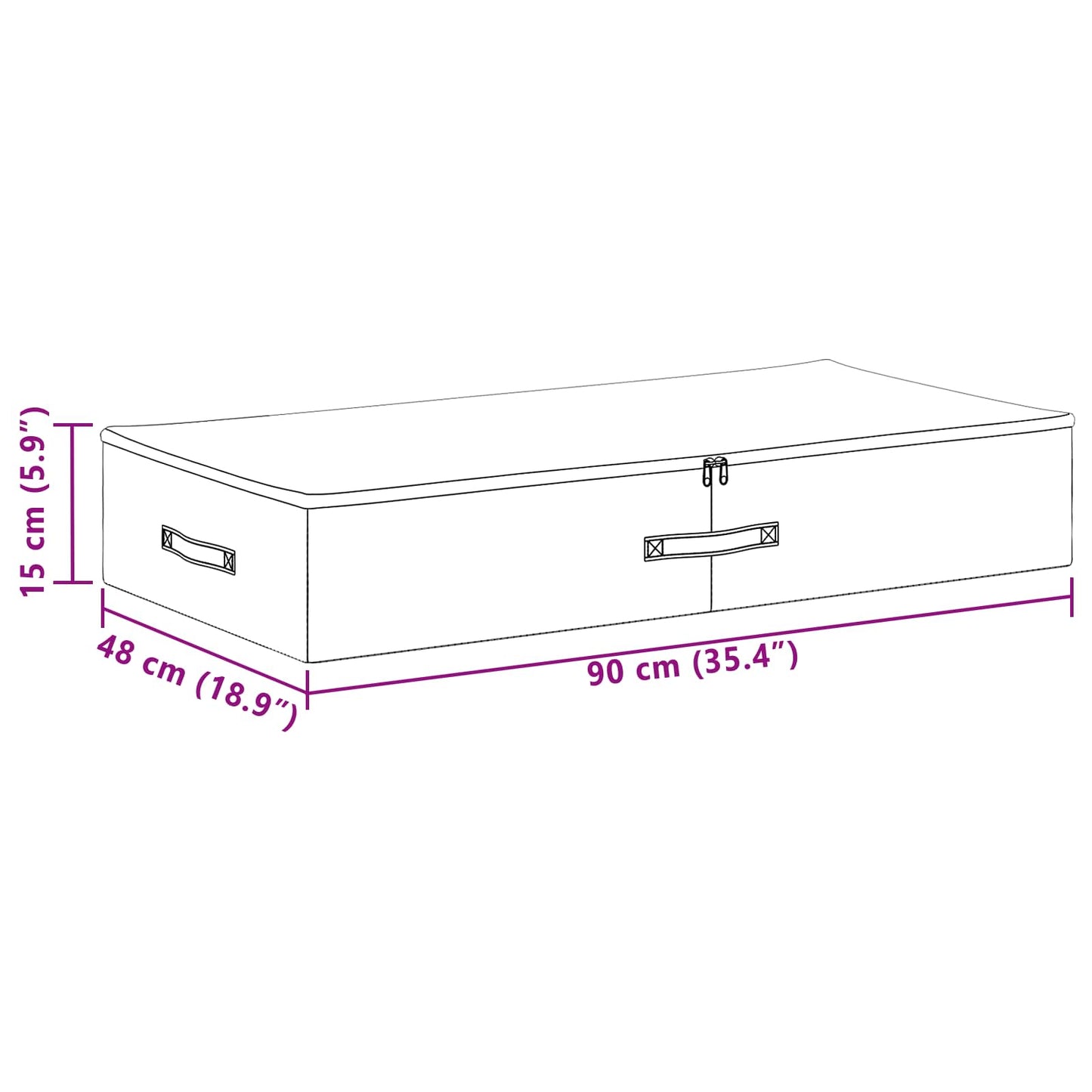 Storage Box 2 pcs Non-woven fabric 90 x 48 x 15 cm 64.8 L Grey