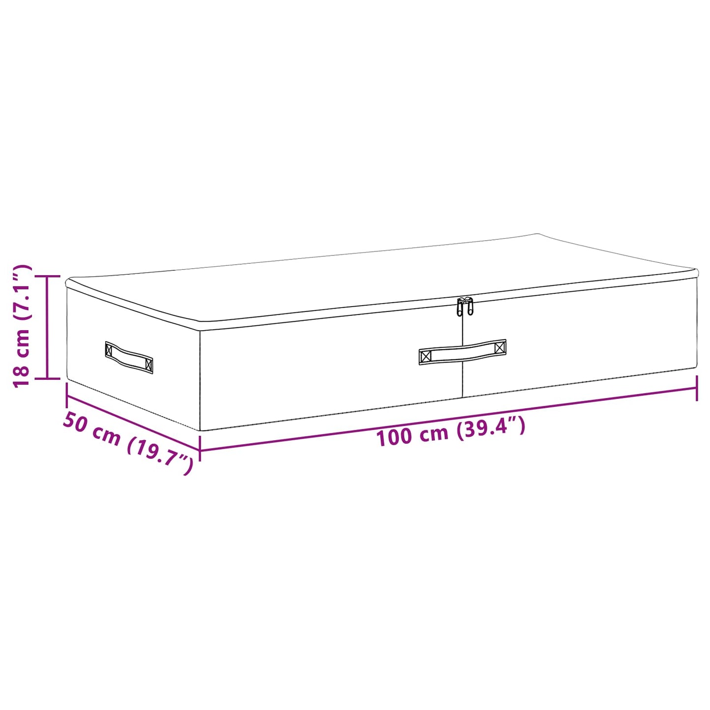Storage Box 2 pcs Non-woven fabric 100 x 50 x 18 cm 90 L Grey