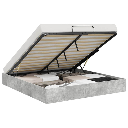 Ottoman Bed Frame Concrete Grey 160 x 200 cm Engineered Wood