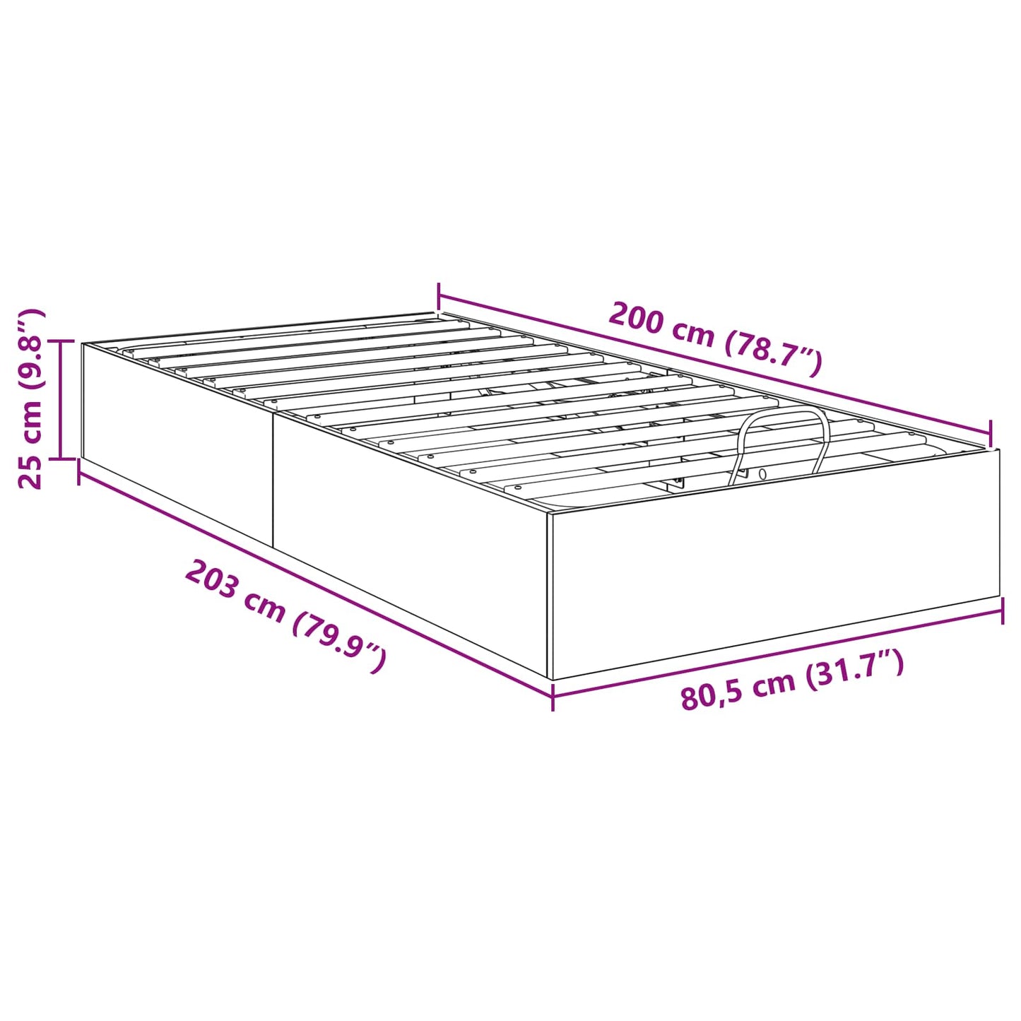 Ottoman Bed Frame Smoked Oak 80.5 x 200 cm Engineered Wood