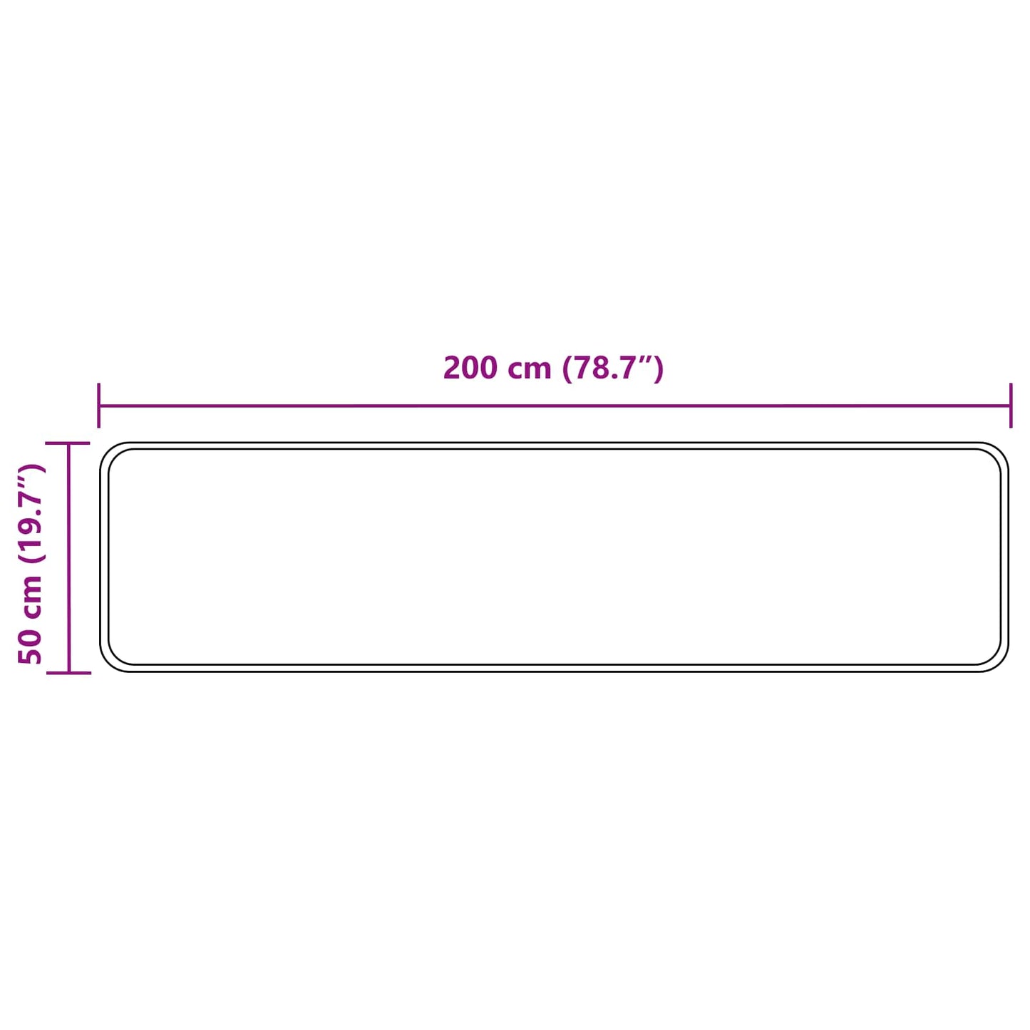 Rug Runner MARSA Grey 50 x 200 cm Polyester and PVC